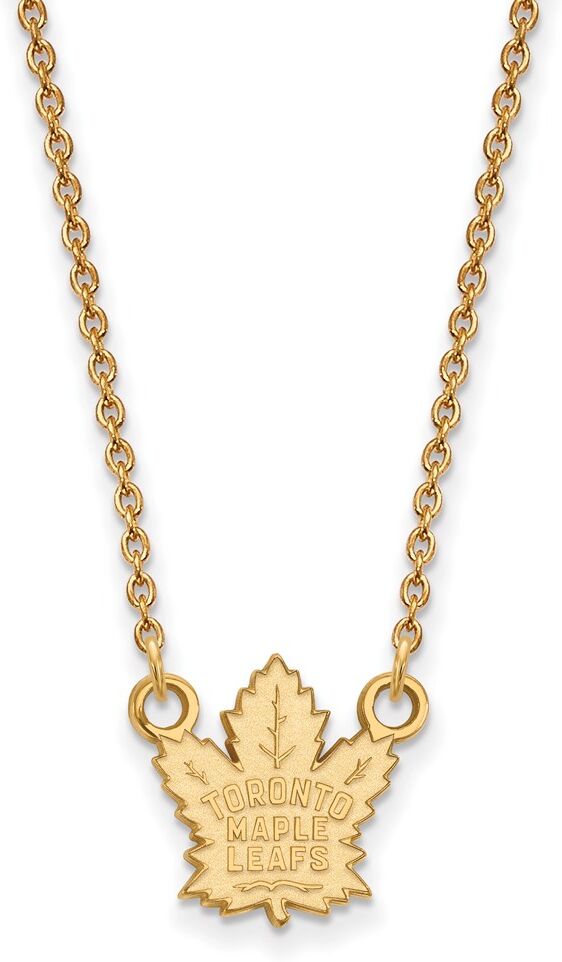 LogoArt 10k Yellow Gold NHL Toronto Maple Leafs Small Necklace, 18 Inch