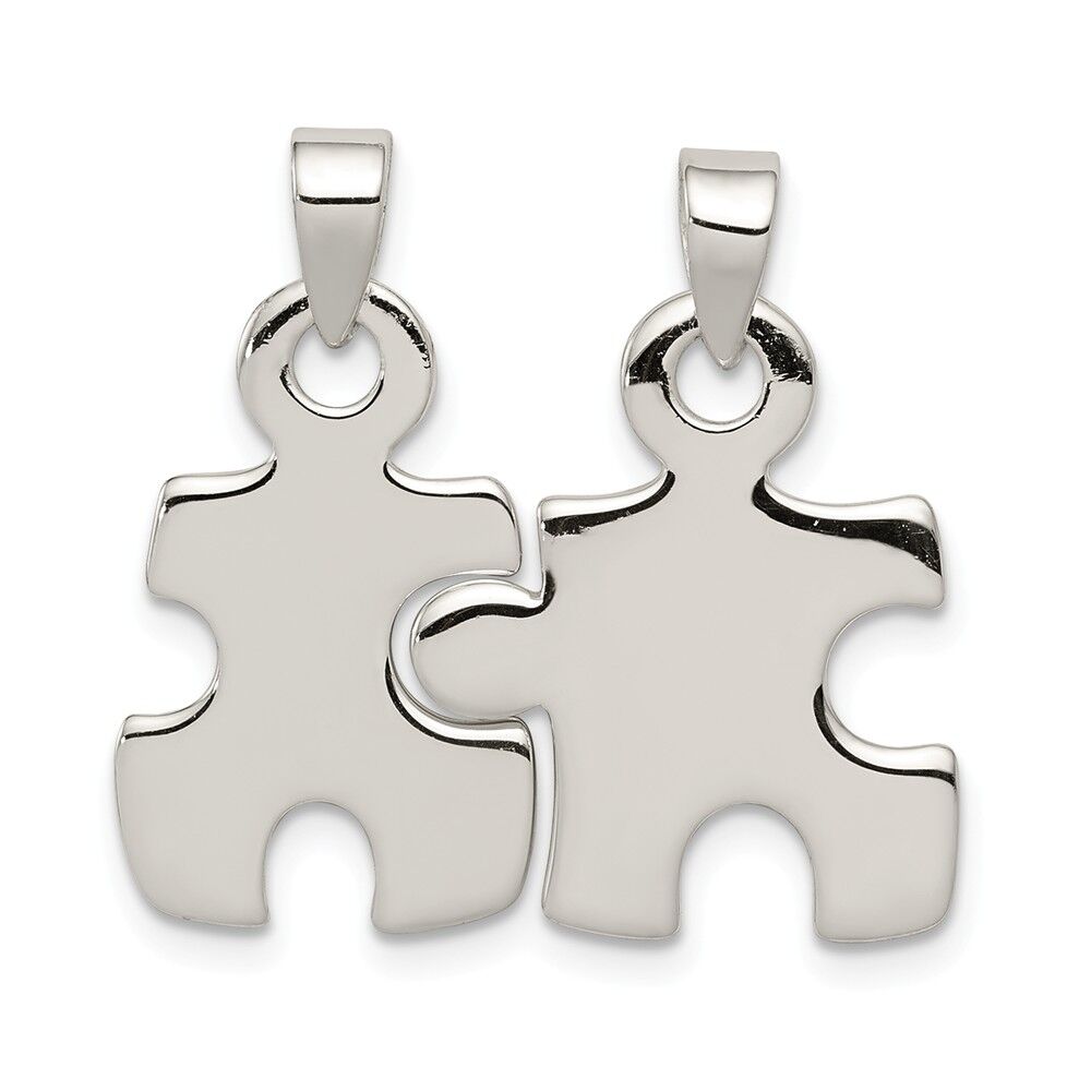 The Black Bow Sterling Silver, Set of 2, Polished Puzzle Piece Pendants