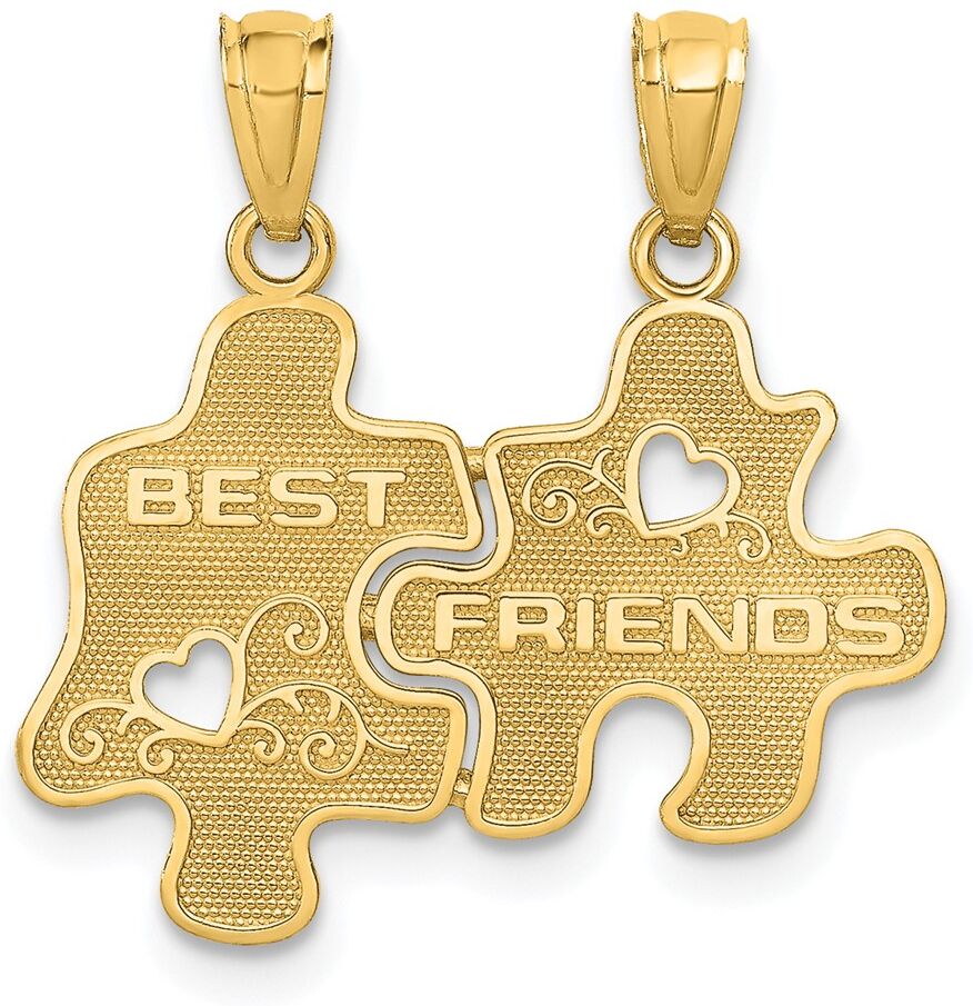 The Black Bow 14k Yellow Gold Best Friends Puzzle Pieces Set of 2 Pendants, 18mm