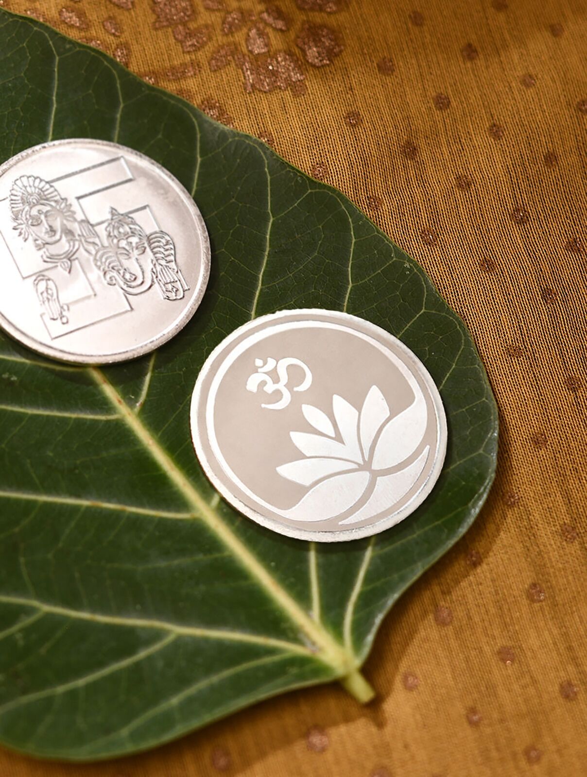 Jaypore Lotus with Om Silver Coin