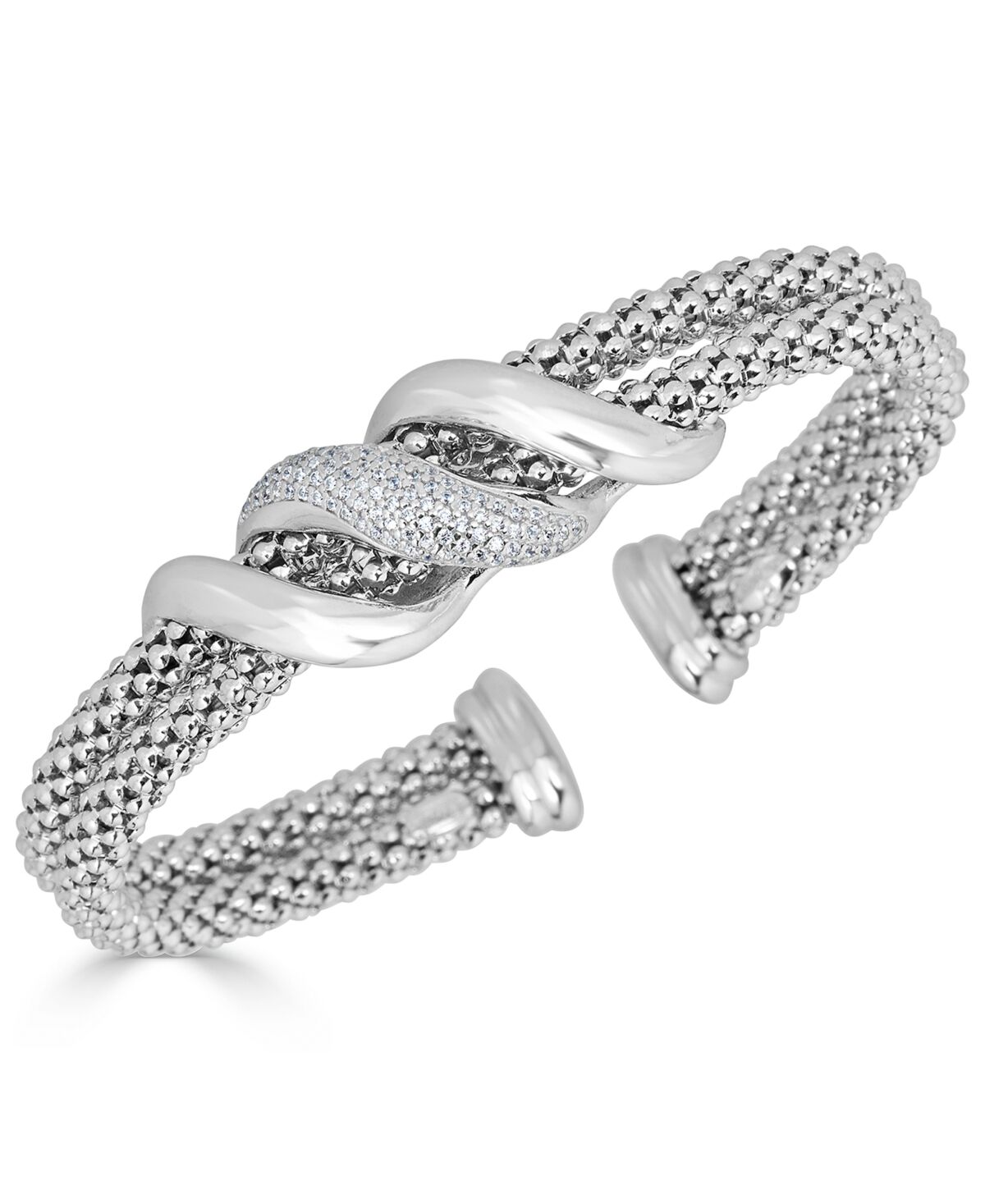 Macy's Diamond Swirl Double Row Cuff Bracelet (3/8 ct. t.w.) in Sterling Silver - Sterling Silver