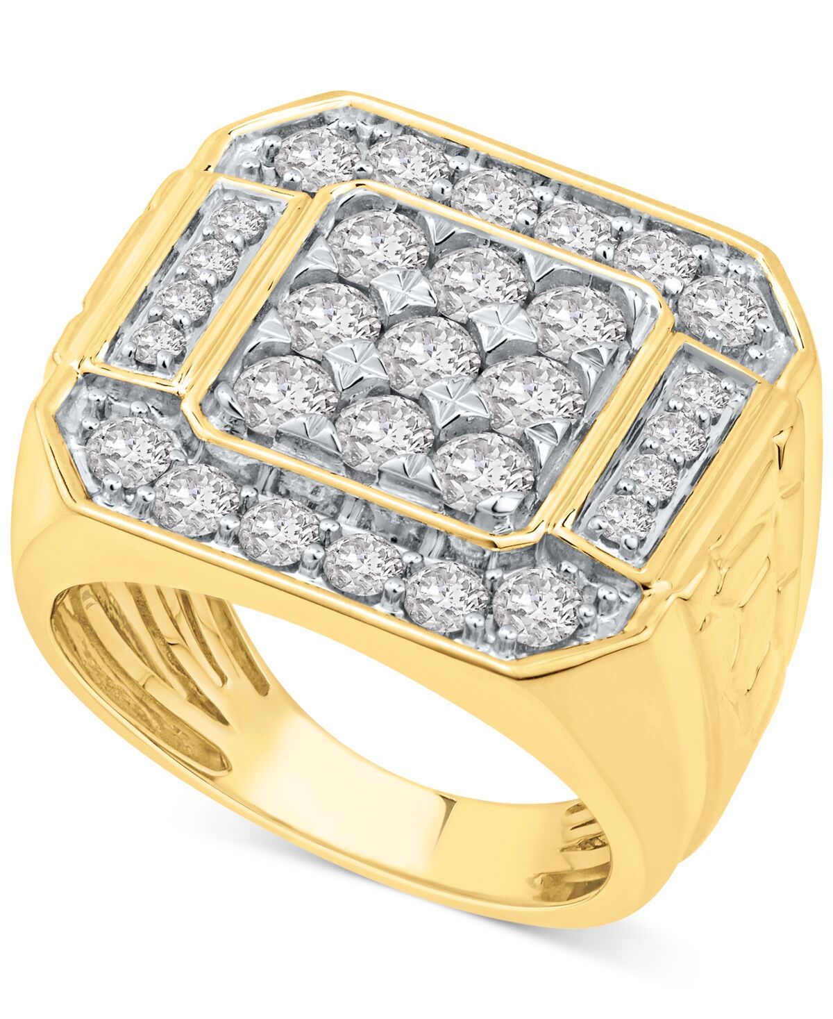 Macy's Men's Diamond Cluster Ring (2-1/2 ct. t.w.) in 10k Gold - Yellow Gold