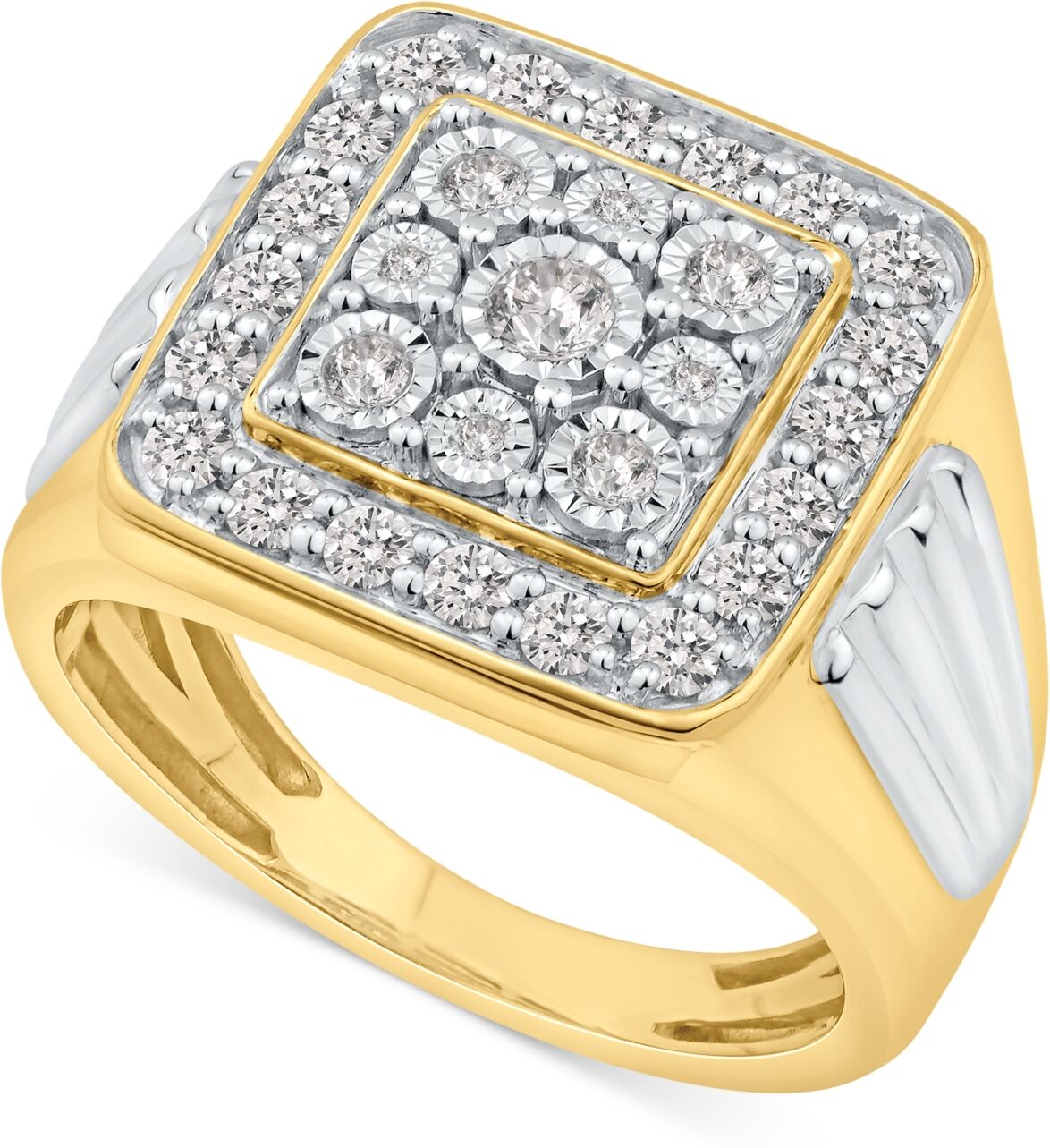 Macy's Men's Diamond Cluster Ring (1 ct. t.w.) in 10k Gold - Yellow Gold