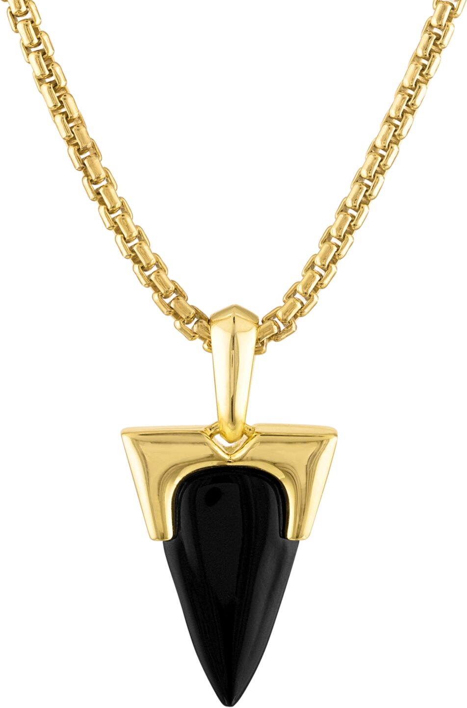 Bulova Men's Icon Black Onyx Pendant Necklace in 14k Gold-Plated Sterling Silver, 24