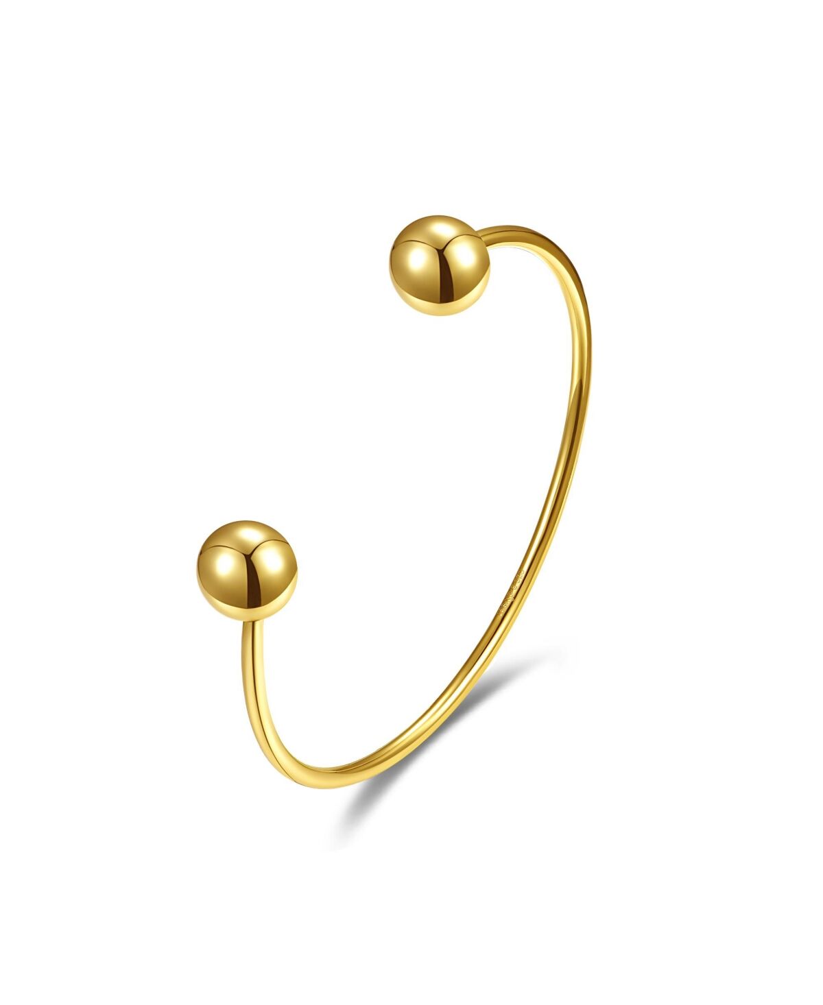 Gigigirl Gigi Girl Teens/Young Adults 14k Yellow Gold Plated Ball Capped Open Cuff Bangle Bracelet - Gold