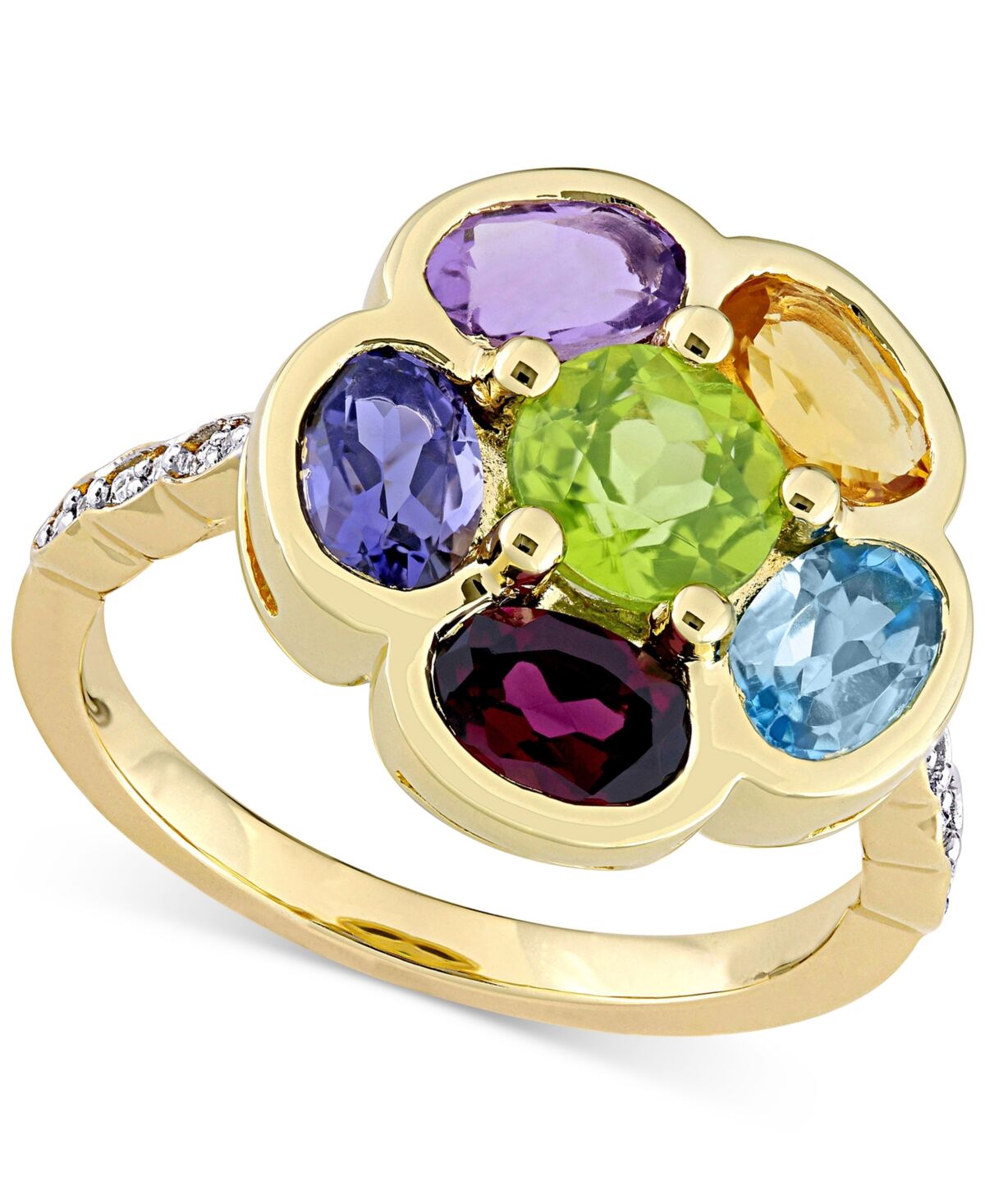 Macy's Multi-Gemstone (3-3/8 ct. t.w.) & Diamond (1/20 ct. t.w.) Ring in Gold-Plated Sterling Silver - Multi