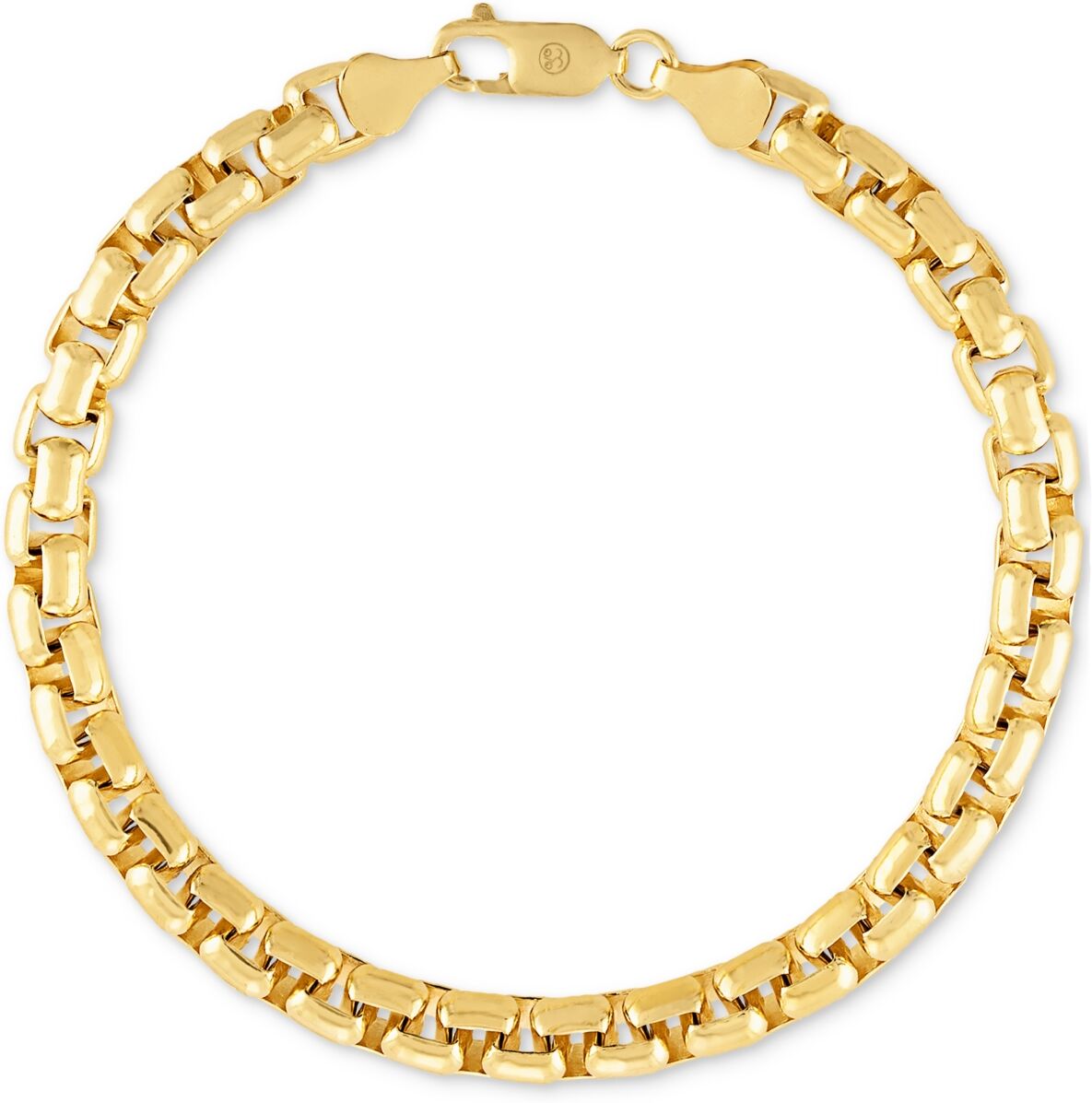 Esquire Men's Jewelry Rounded Box Link Chain Bracelet in 14k Gold-Plated Sterling Silver, Created for Macy's - Gold