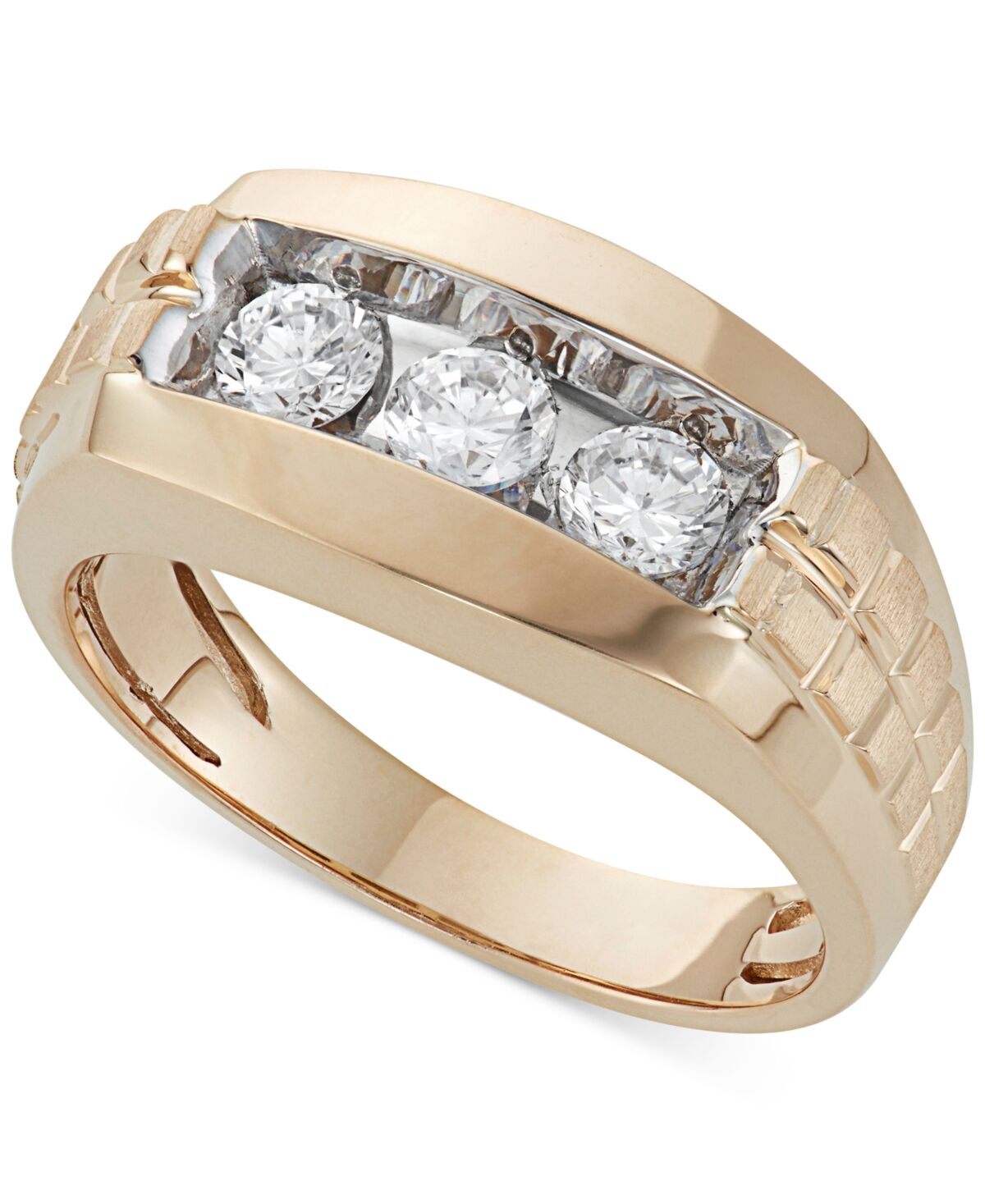 Macy's Men's Diamond Trinity Ring (1 ct. t.w.) in 10K Gold - Yellow Gold