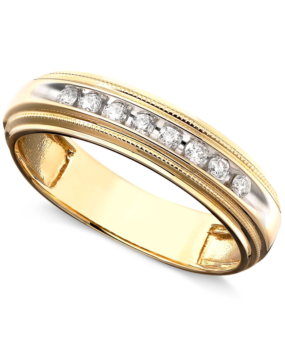 Macy's Men's Diamond Ring in Two-Tone 14k Gold ( 1/5 ct. t.w.) - Yellow Gold