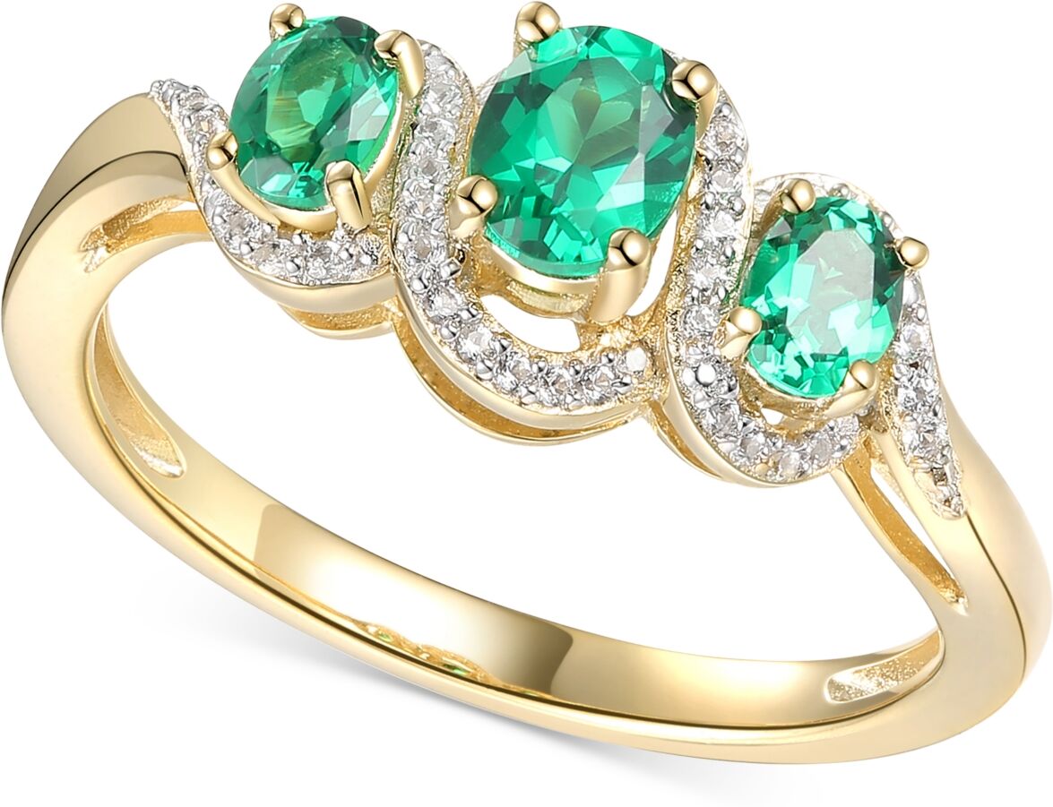 Macy's Emerald (1/2 ct. t.w.) & Diamond (1/10 ct. t.w.) Ring in 14k Gold-Plated Sterling Silver - Emerald