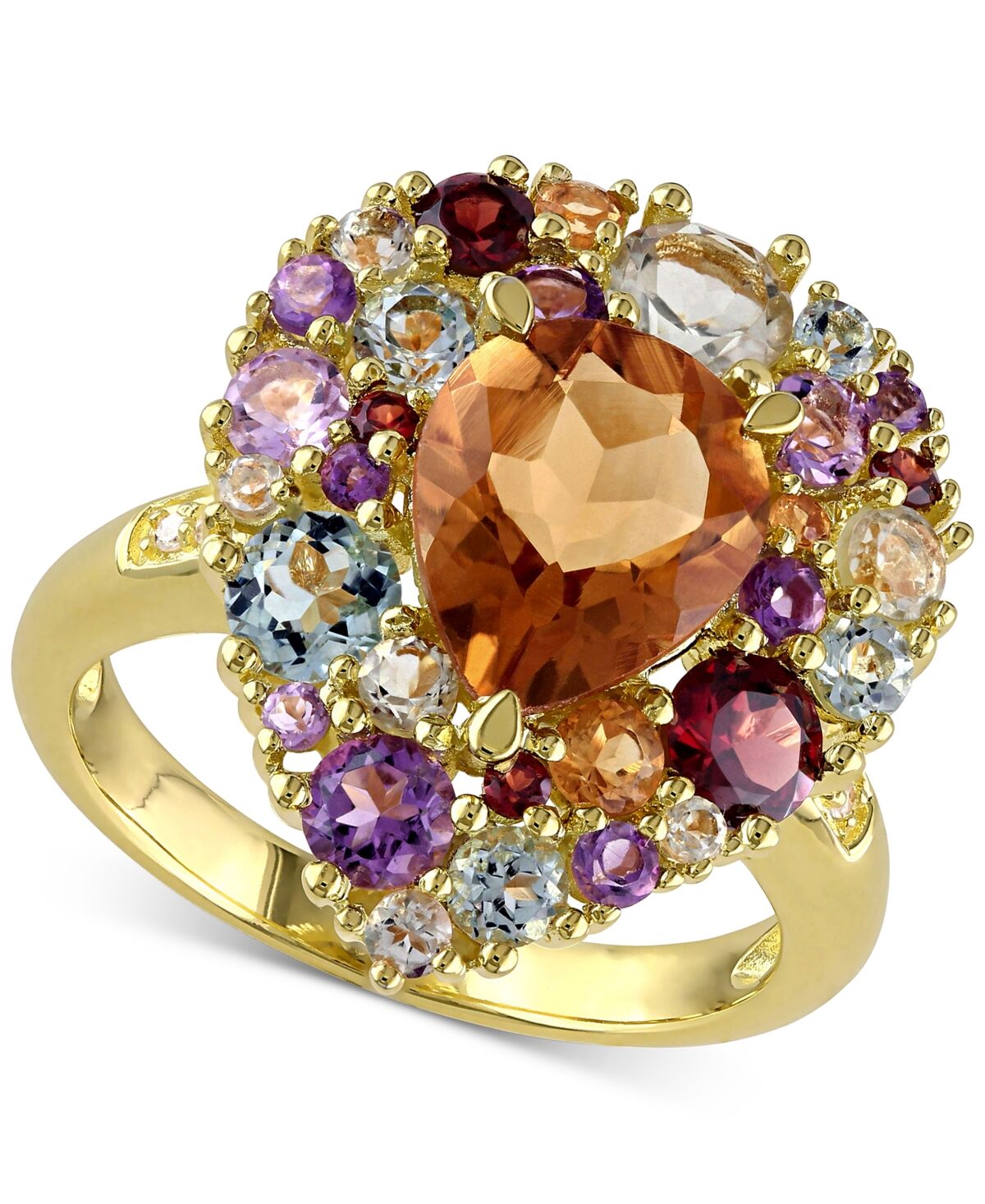Macy's Multi-Gemstone(4-3/4 ct. t.w.) & Diamond Accent Teardrop Cluster Ring in 18k Gold-Plated Sterling Silver - Multi