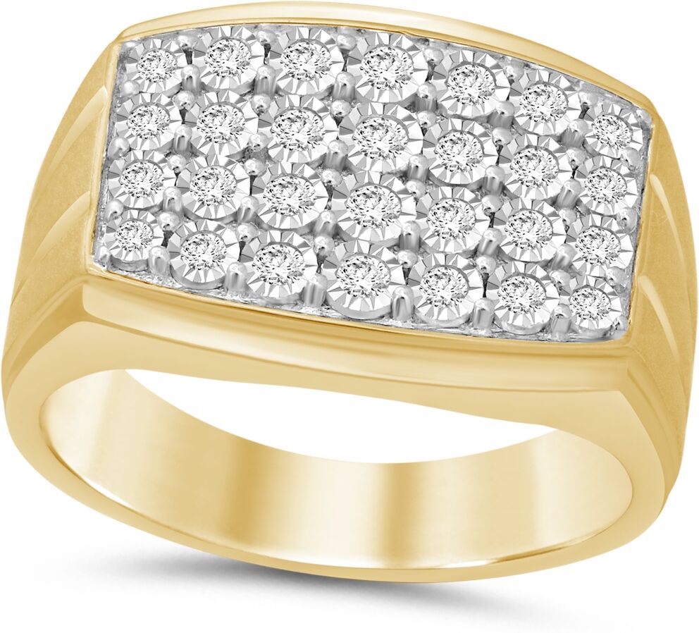 Macy's Men's Diamond Cluster Ring (1/2 ct. t.w.) in Sterling Silver or 14k Gold-Plated Silver - Gold Over Silver