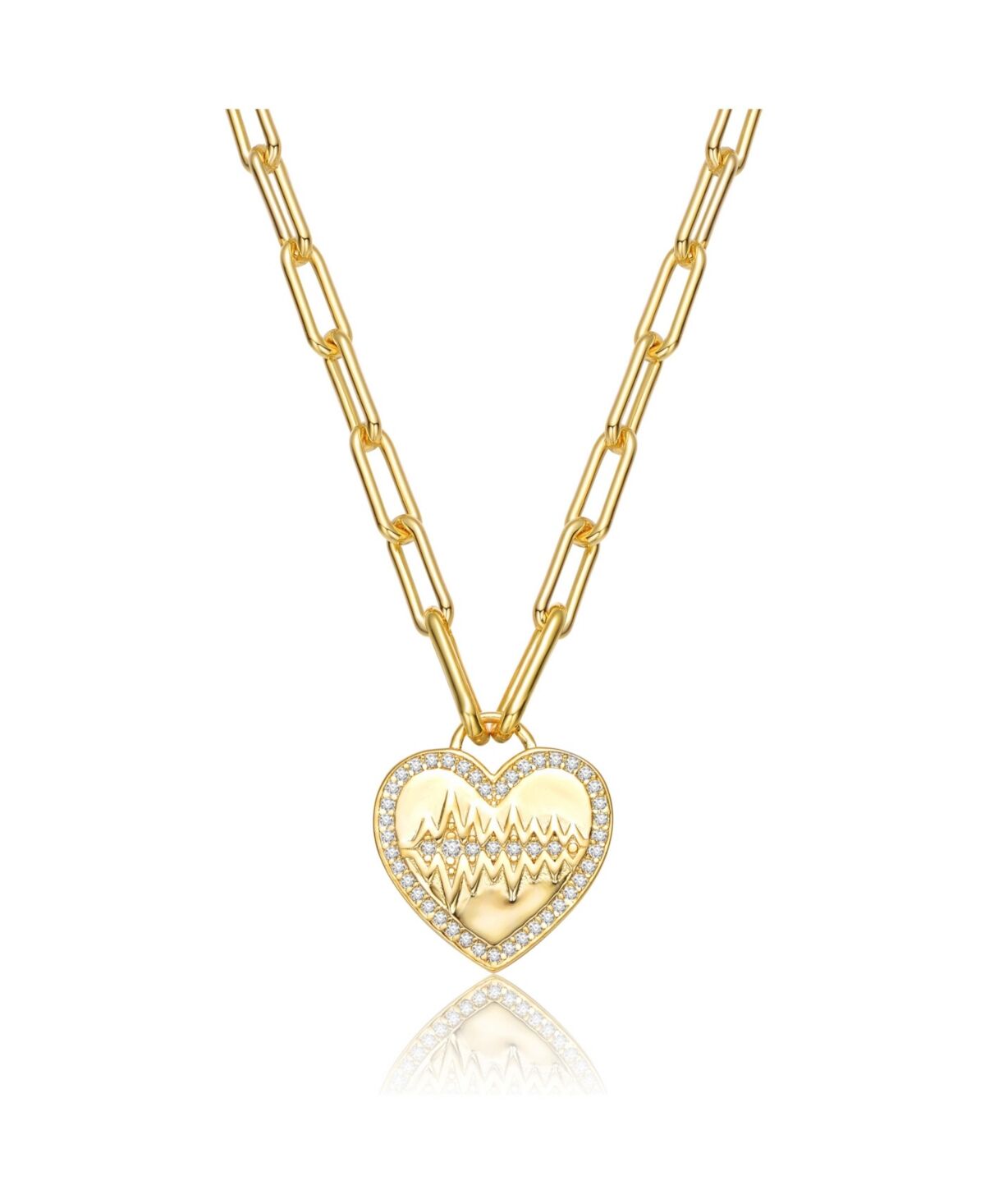 GiGiGirl Chic Teens/Young Adults 14K Gold Plated Cubic Zirconia Heart Charm Necklace - Gold