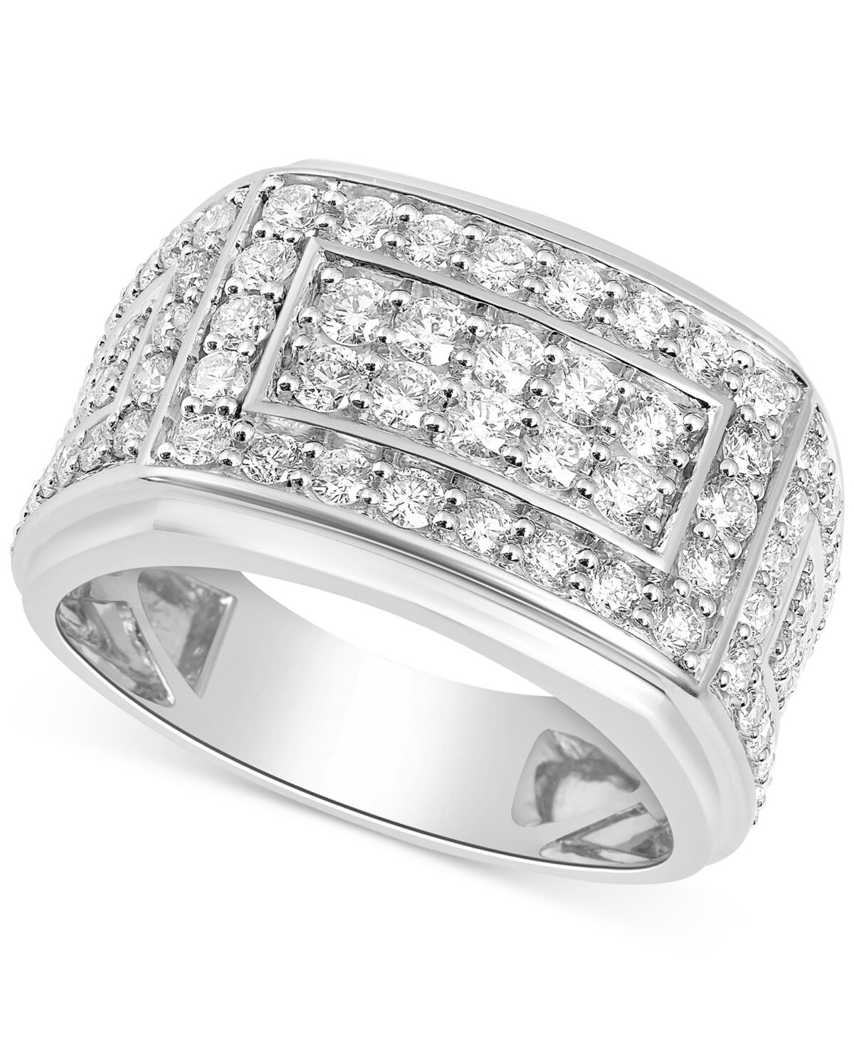 Macy's Men's Diamond Cluster Ring (2 ct. t.w.) in 10k Gold - White Gold