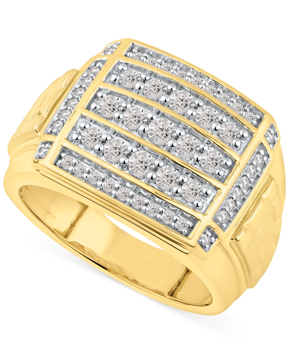 Macy's Men's Diamond Cluster Ring (1 ct. t.w.) in 10k Gold - Yellow Gold