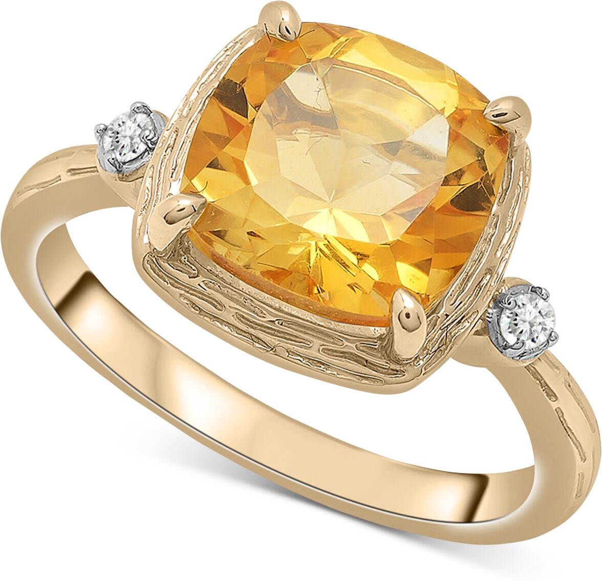 Macy's Citrine (2-1/3 ct. t.w.) & Lab-Grown White Sapphire (1/20 ct. t.w.) Statement Ring in 14k Gold-Plated Sterling Silver - Citrine