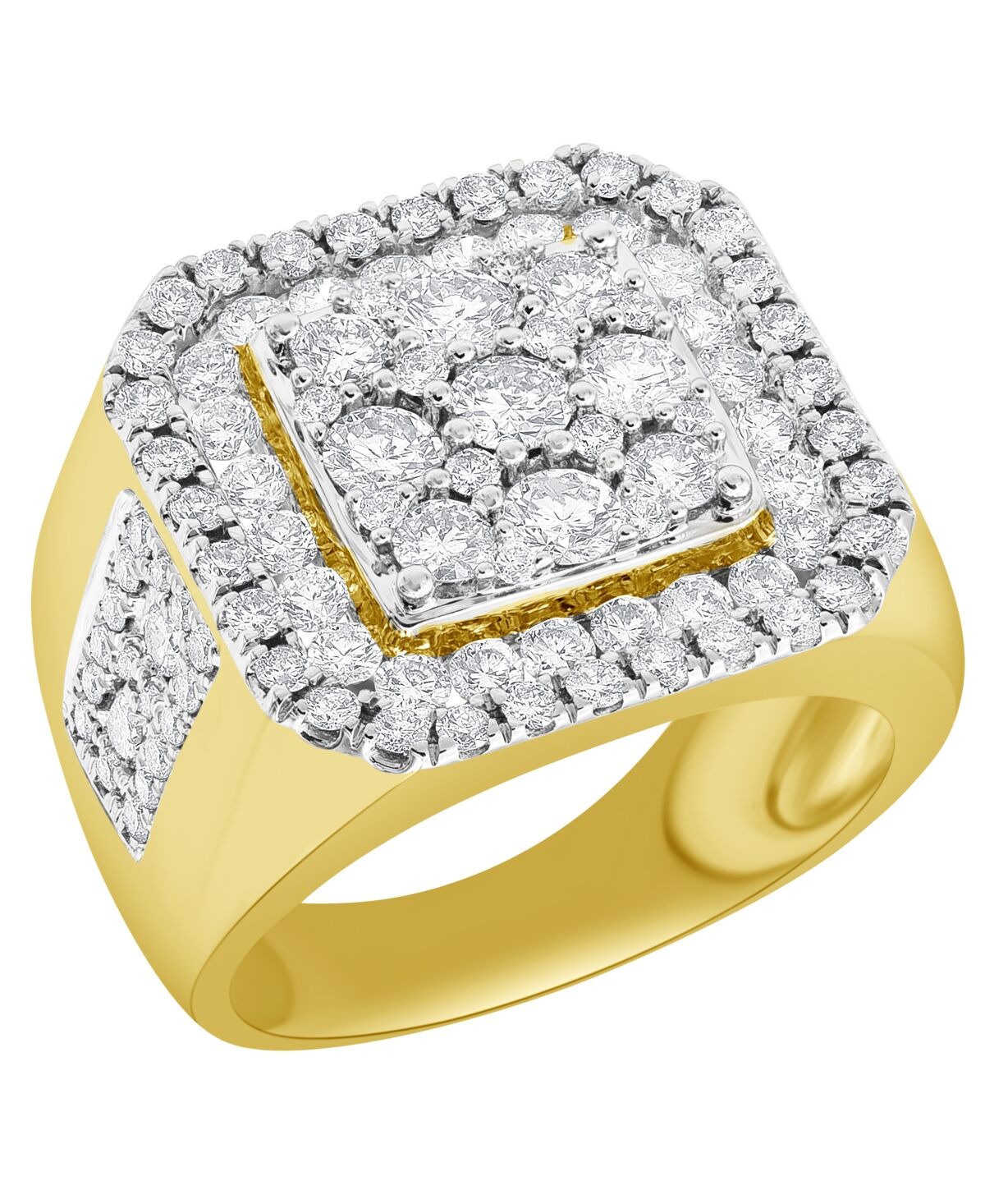 Macy's Men's Diamond Cluster Ring (3 ct. t.w.) in 10k Gold and White Gold - Yellow Gold