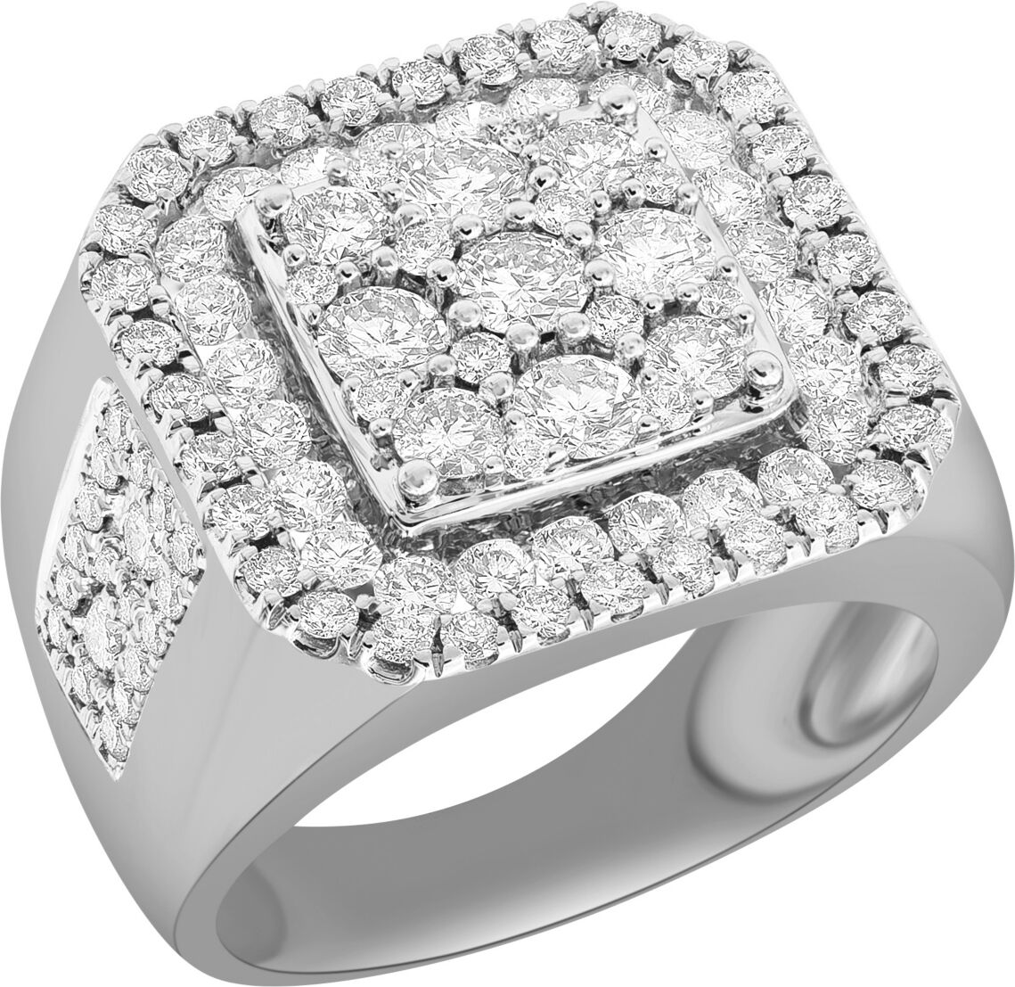 Macy's Men's Diamond Cluster Ring (3 ct. t.w.) in 10k Gold and White Gold - White Gold