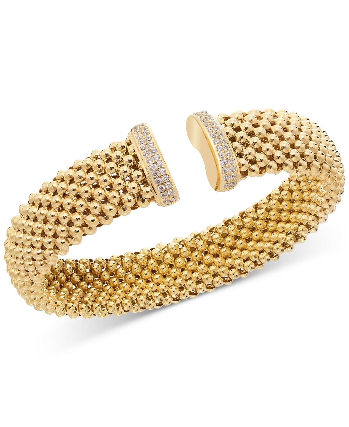 Macy's Diamond End Mesh Cuff Bracelet (1/2 ct. t.w.) in 14k Gold-Plated Sterling Silver - Gold-Plated Sterling Silver