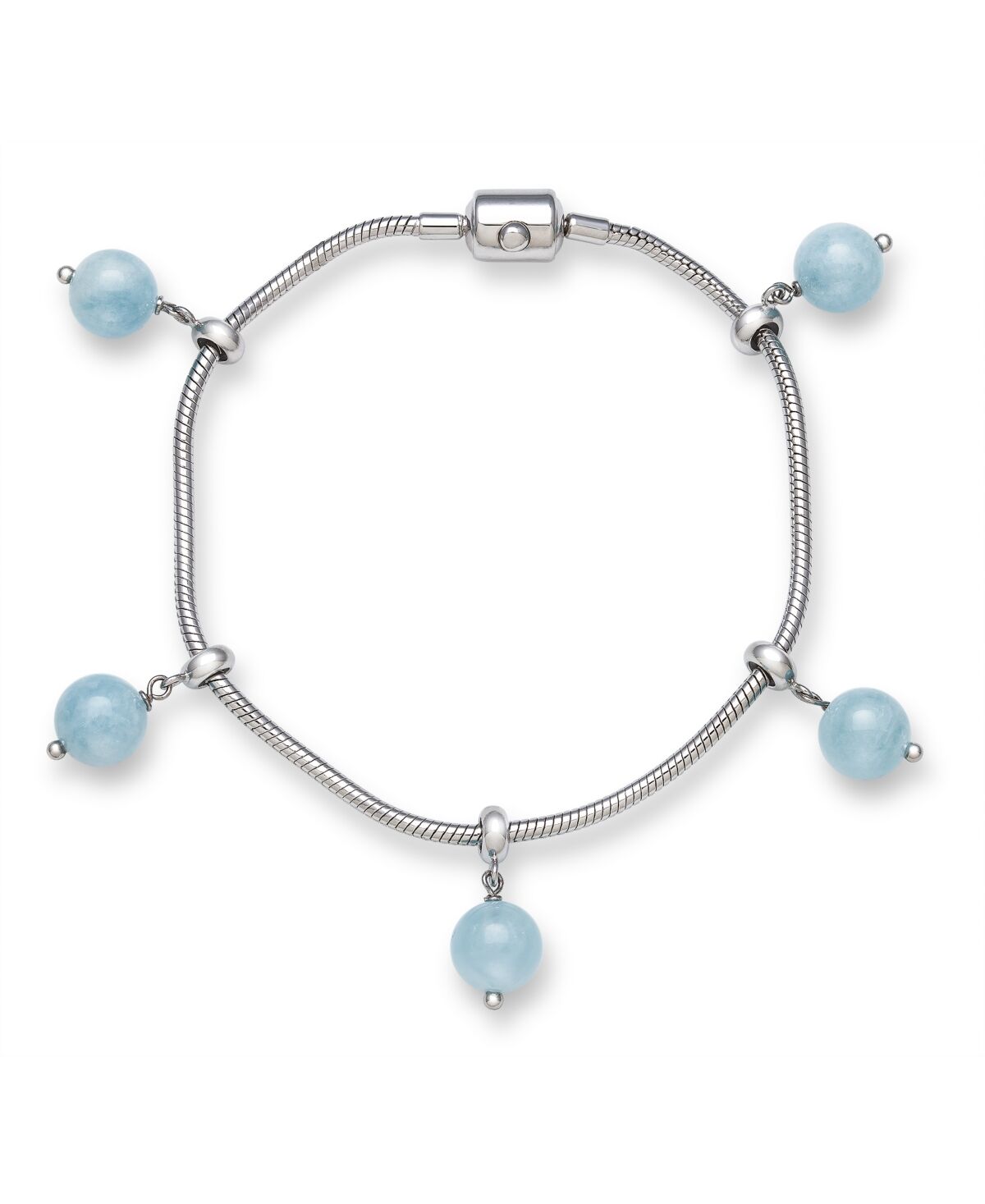 Macy's Milky Aquamarine Sliding Charm Bracelet in Sterling Silver - Silver
