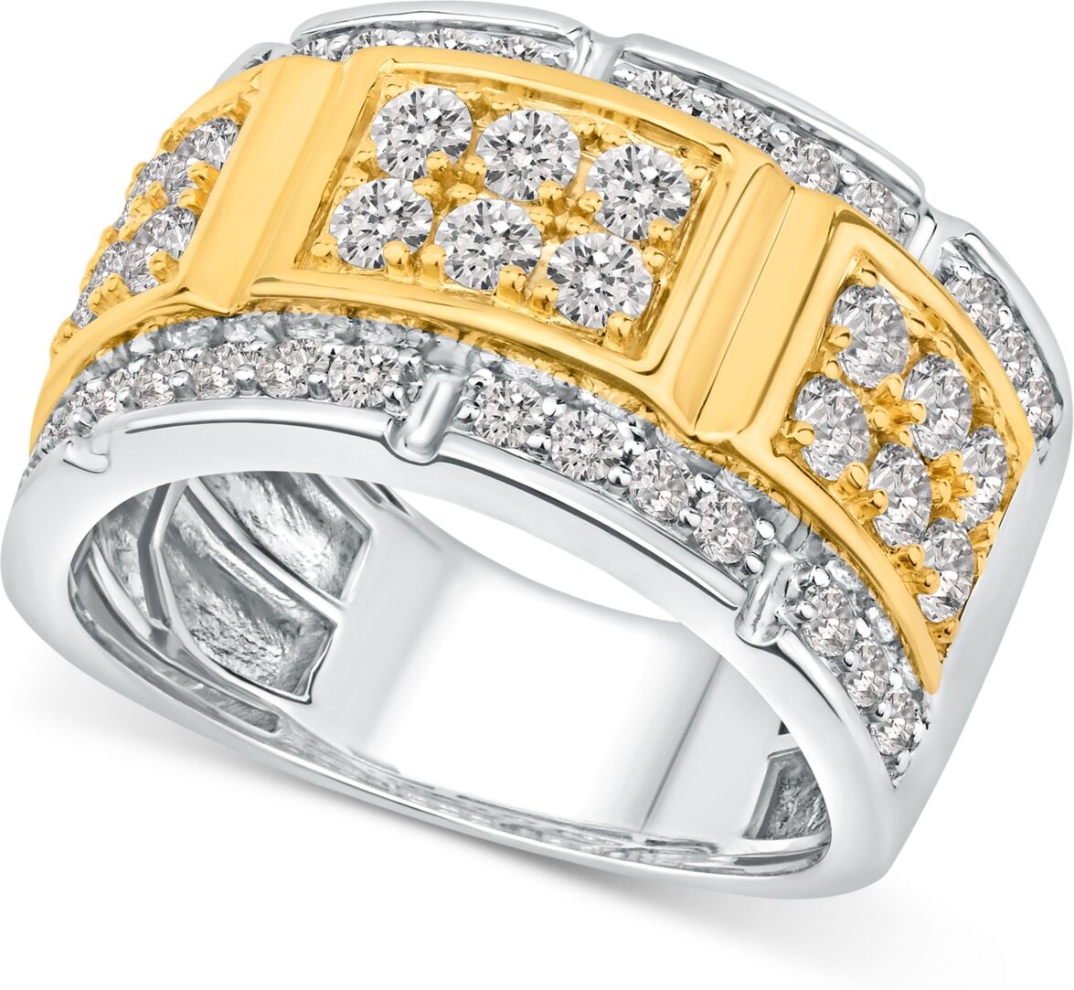 Macy's Men's Diamond Ring (2 ct. t.w.) in Two-Tone 10k Gold & White Gold - Yellow Gold