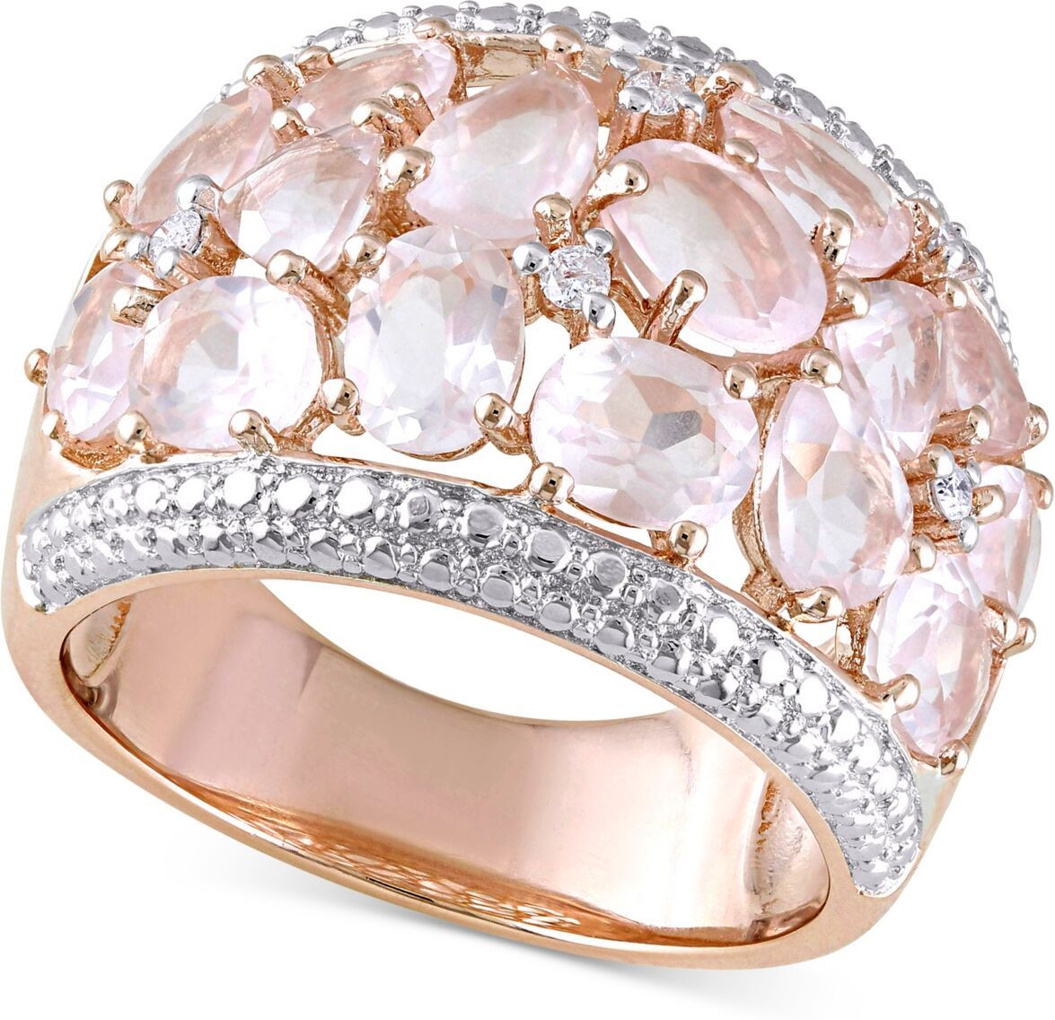 Macy's Rose Quartz (6 ct. t.w.) & Diamond (1/20 ct. t.w.) Openwork Statement Ring in Rose Gold-Plated Sterling Silver - Pink