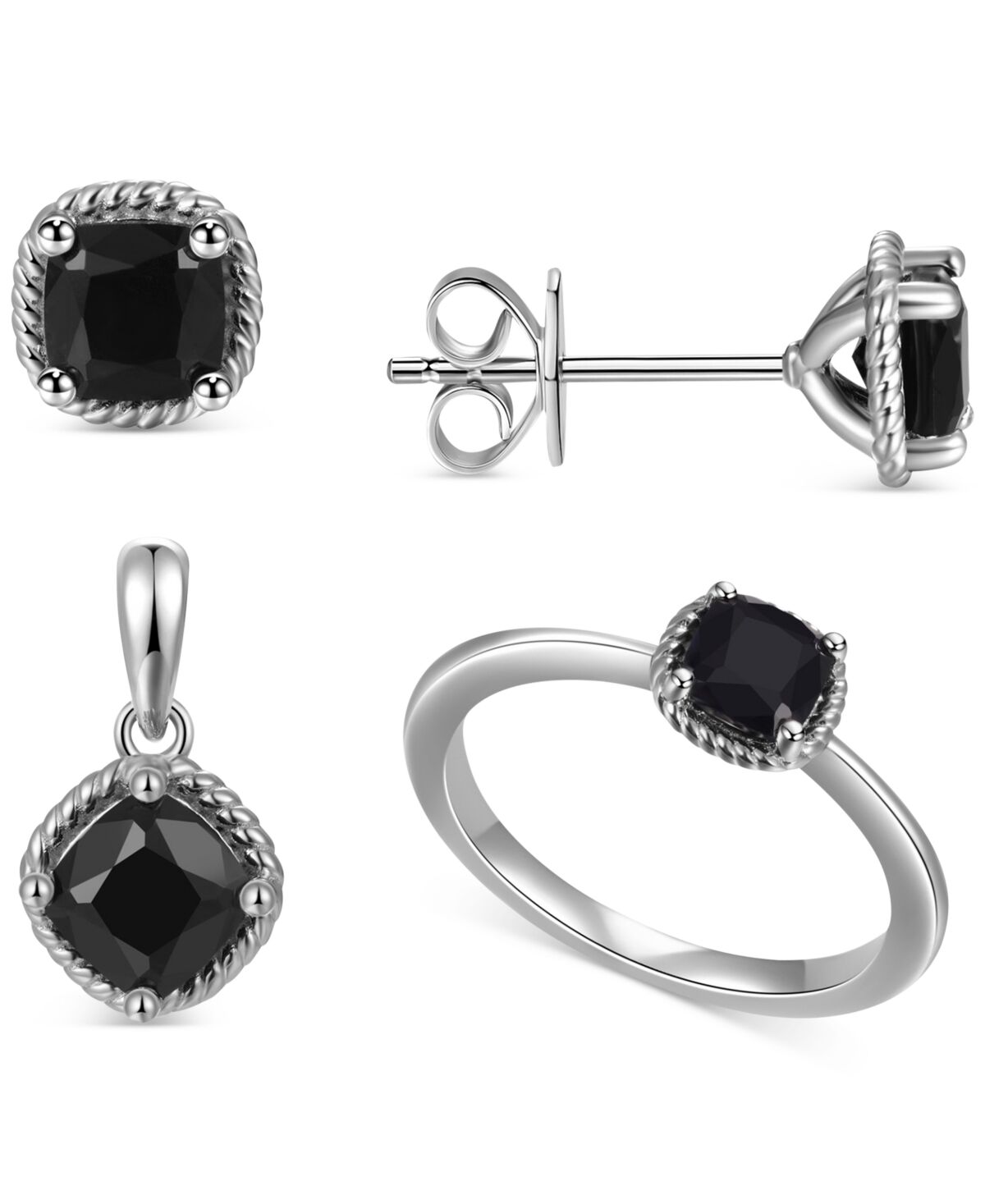 Macy's Truffle Sapphire (2-1/2 ct. t.w.) Earrings, Ring & Necklace Box Set in Sterling Silver - Sapphire