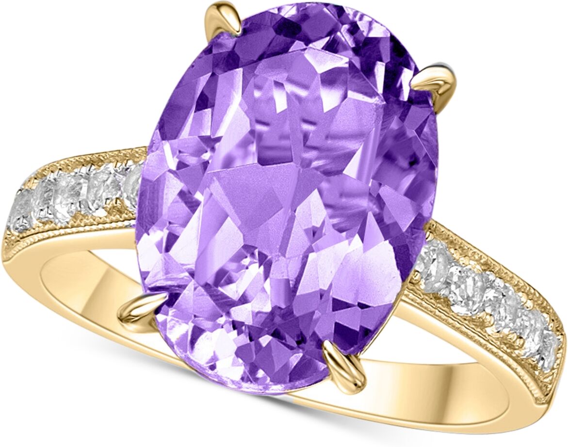 Macy's Gemstone & White Topaz (1 ct. t.w. ) Oval Ring in Sterling Silver (Also in Gold-Plated Sterling Silver) - Amethyst