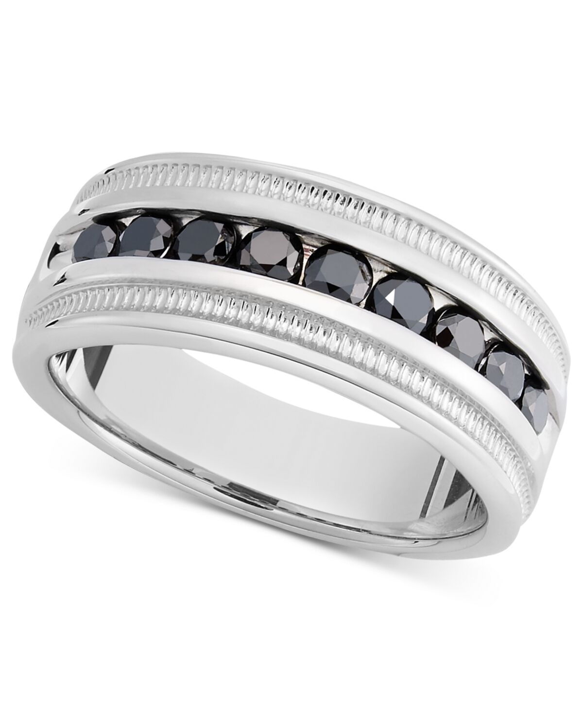 Macy's Men's Sterling Silver Ring, Black Diamond Band (1 ct. t.w.) - Silver