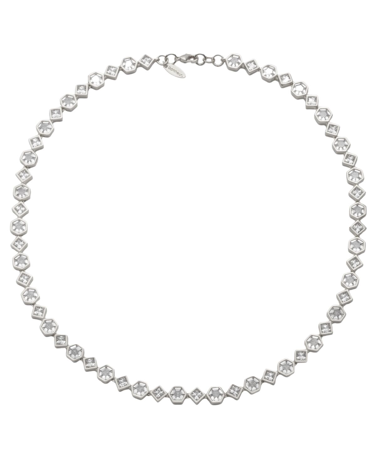 Bonheur Jewelry Milou Bezel Set Crystal Necklace - Rhodium Plated Brass