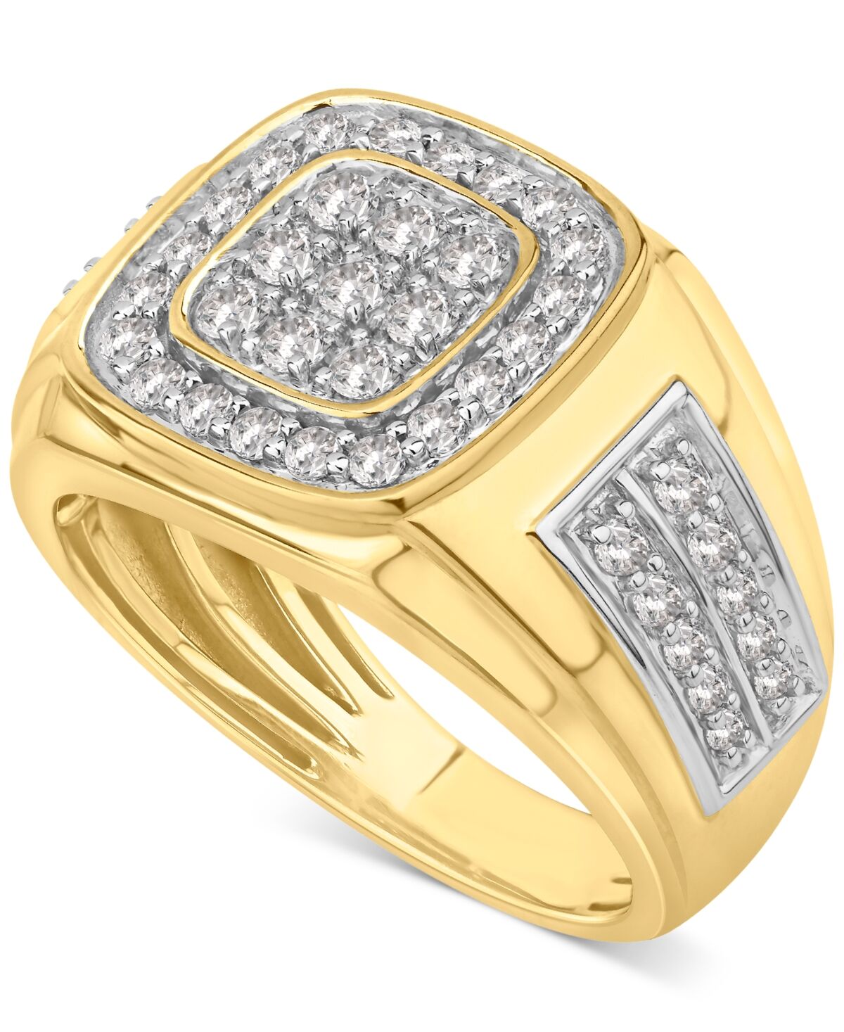 Macy's Men's Diamond Cluster Ring (1 ct. t.w.) in 10k Gold - Yellow Gold