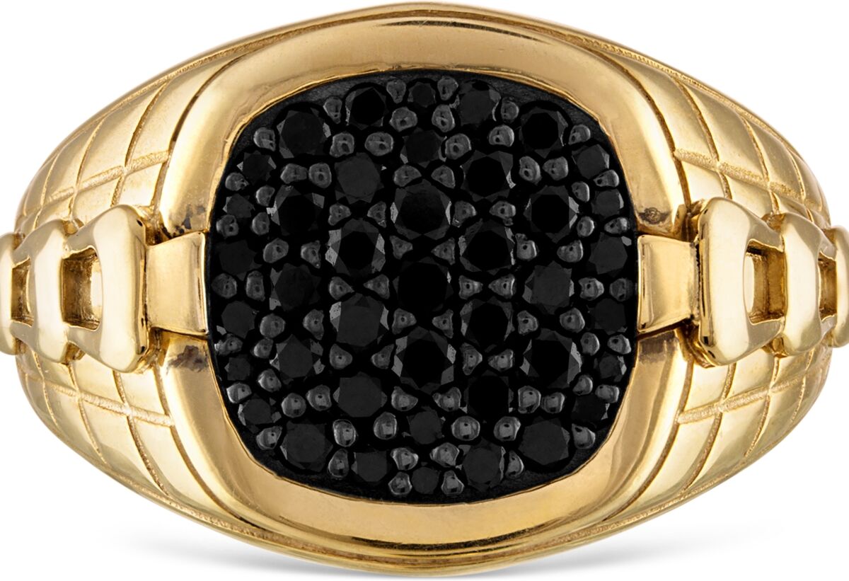 Bulova Men's Classic Black Diamond (1/2 ct. t.w.) Ring in 14k Gold-Plated Sterling Silver - Gold