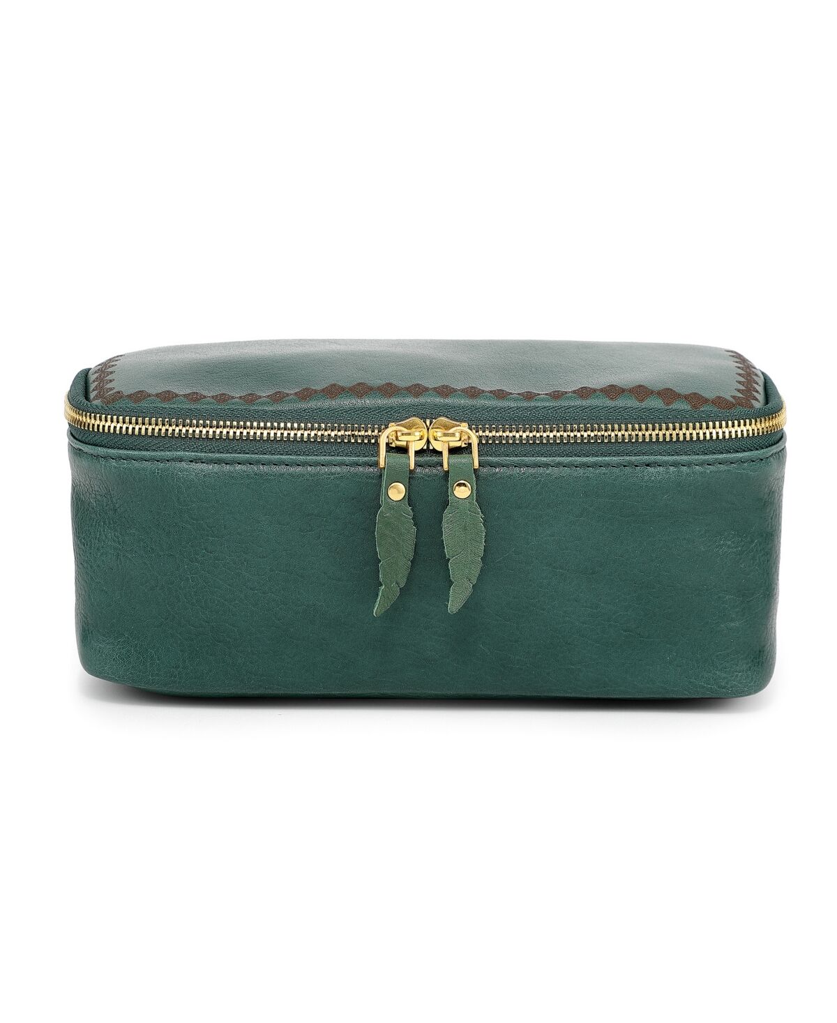 Old Trend Celosia Rectangular Leather Jewelry Case - Vintage green