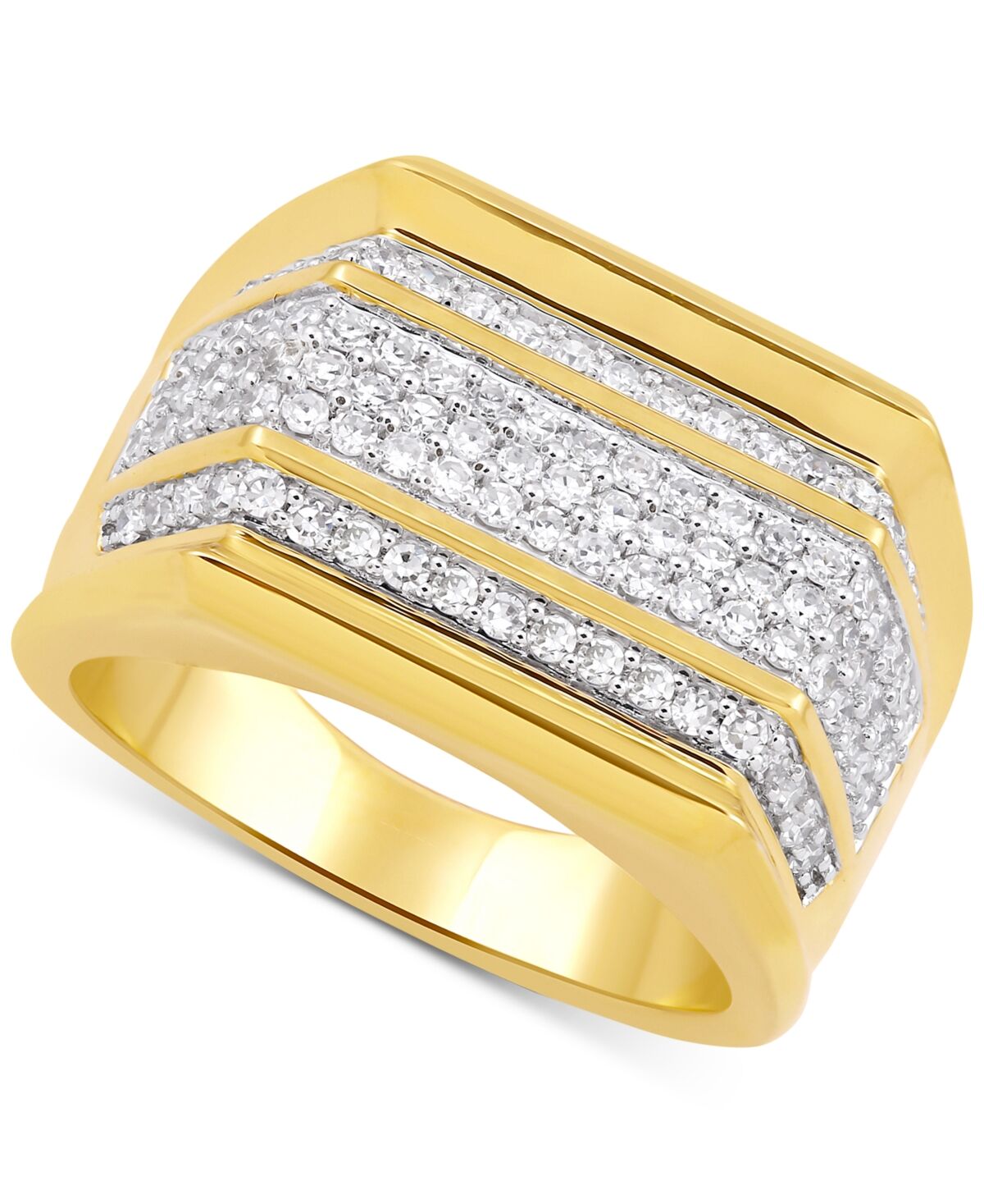 Macy's Men's Diamond Multirow Ring (1 ct. t.w.) in 10k Gold - Yellow Gold