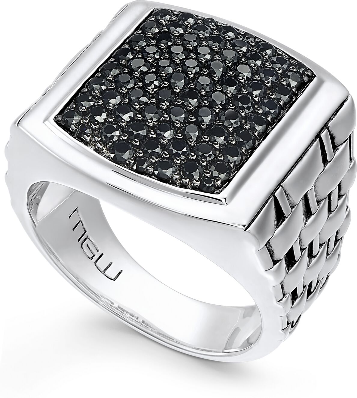 Macy's Men's Sterling Silver Ring, Black Sapphire Square (2 ct. t.w.)