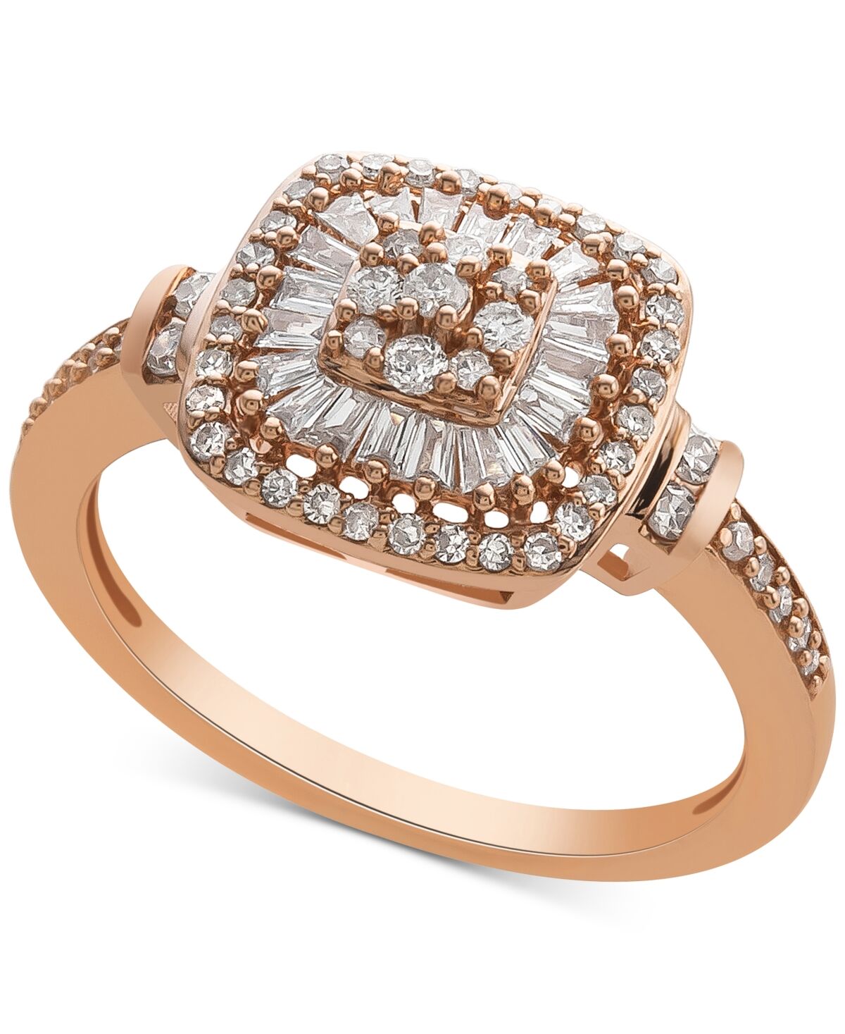 Macy's Diamond Vintage-Inspired Ring (1/2 ct. t.w.) in 14k White, Yellow or Rose Gold - Rose Gold