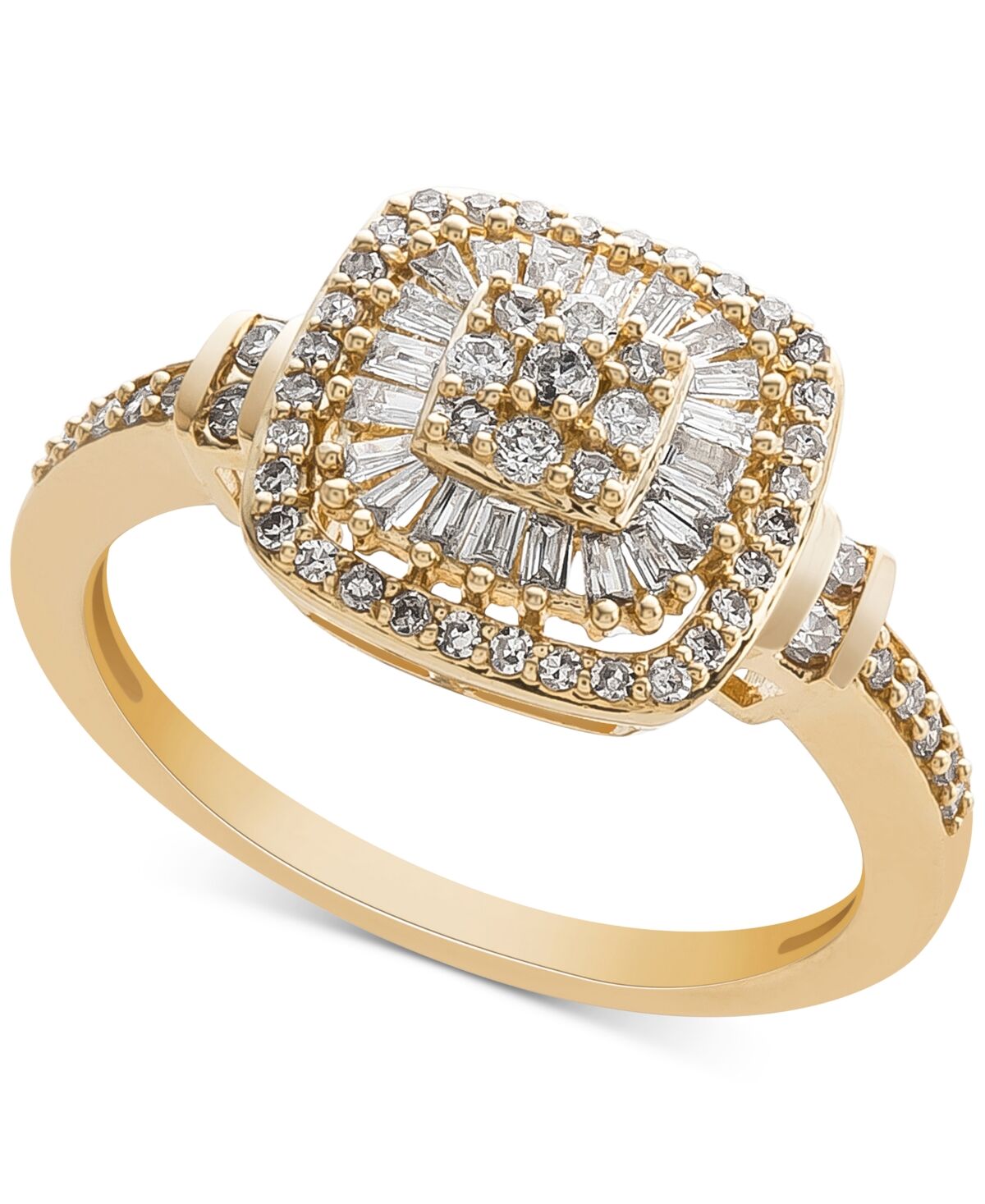 Macy's Diamond Vintage-Inspired Ring (1/2 ct. t.w.) in 14k White, Yellow or Rose Gold - Yellow Gold