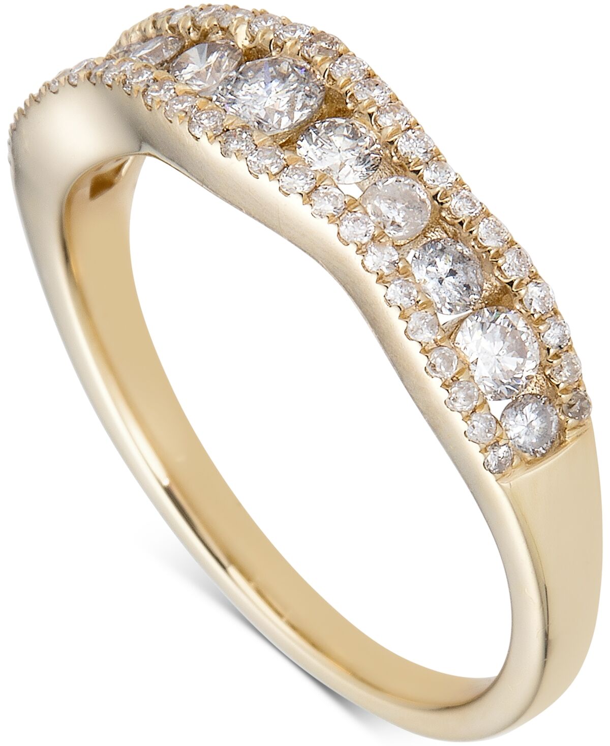 Macy's Diamond Wavy Channel-Set Band (3/4 ct. t.w.) in 14k Gold - Yellow Gold