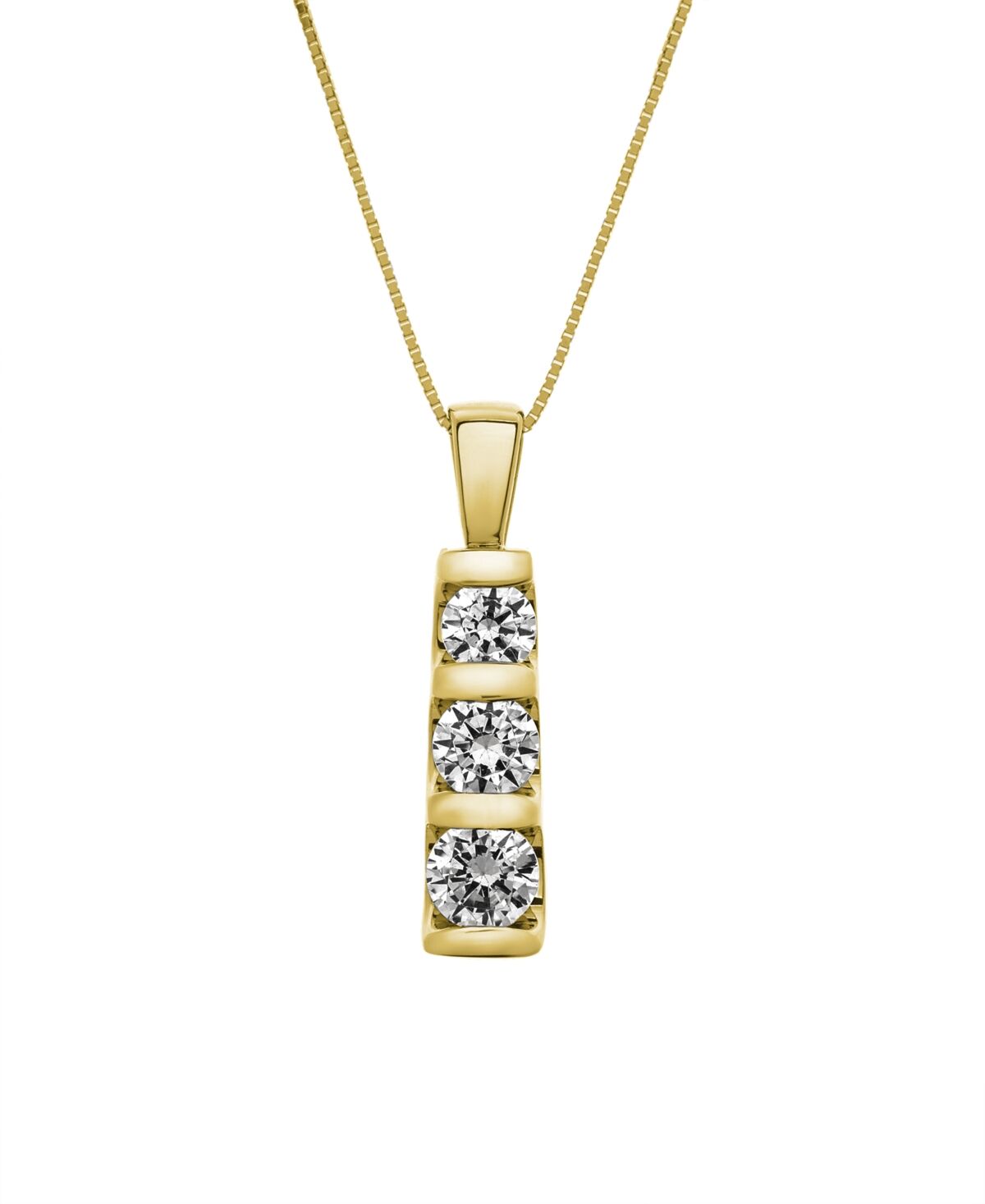 Macy's Three-Stone Diamond Pendant Necklace in 14k White Gold or 14k Yellow Gold (1/2 ct. t.w.) - Yellow Gold