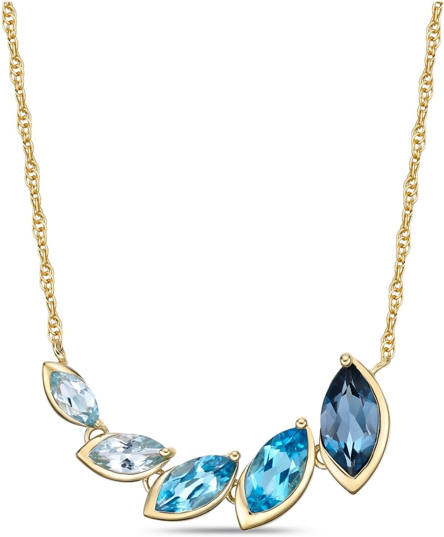 Macy's Elegant Ombre Blue Topaz Marquise Bezel Set East West Pendant in 14K Yellow Gold Plated Over Sterling Silver - Blue Topaz