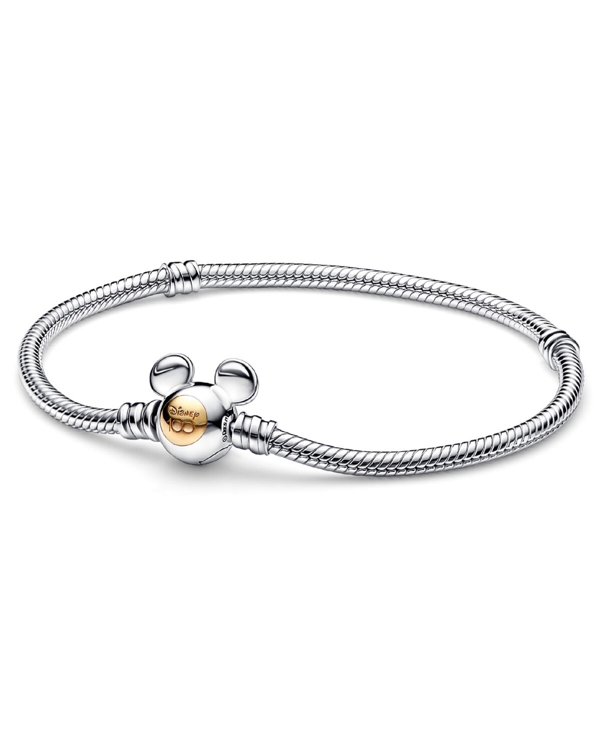 Pandora Moments Sterling Silver and 14K Gold-Plated Disney 100th Anniversary Snake Chain Bracelet - Mixed