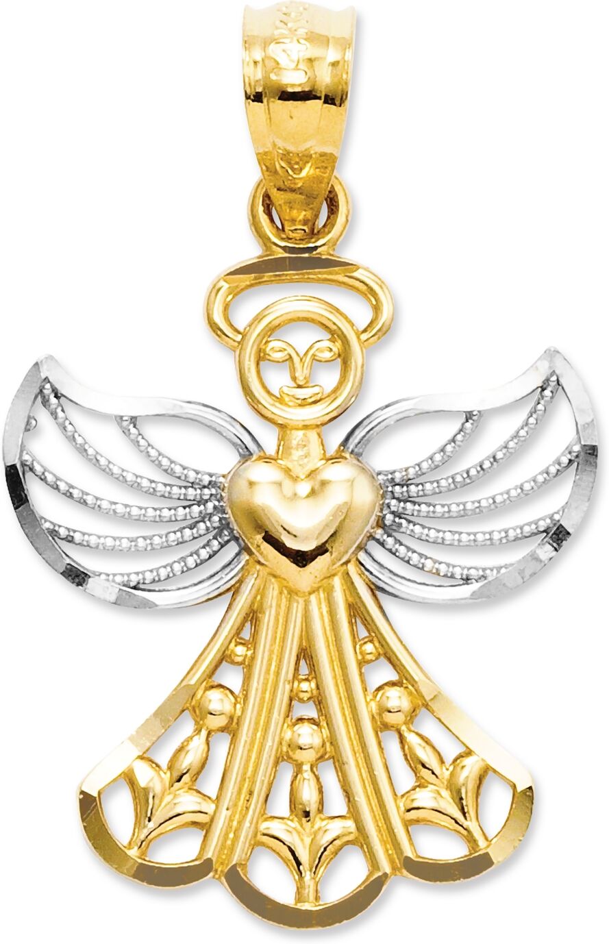 Macy's 14k Gold and Sterling Silver Charm, Filigree Angel Charm