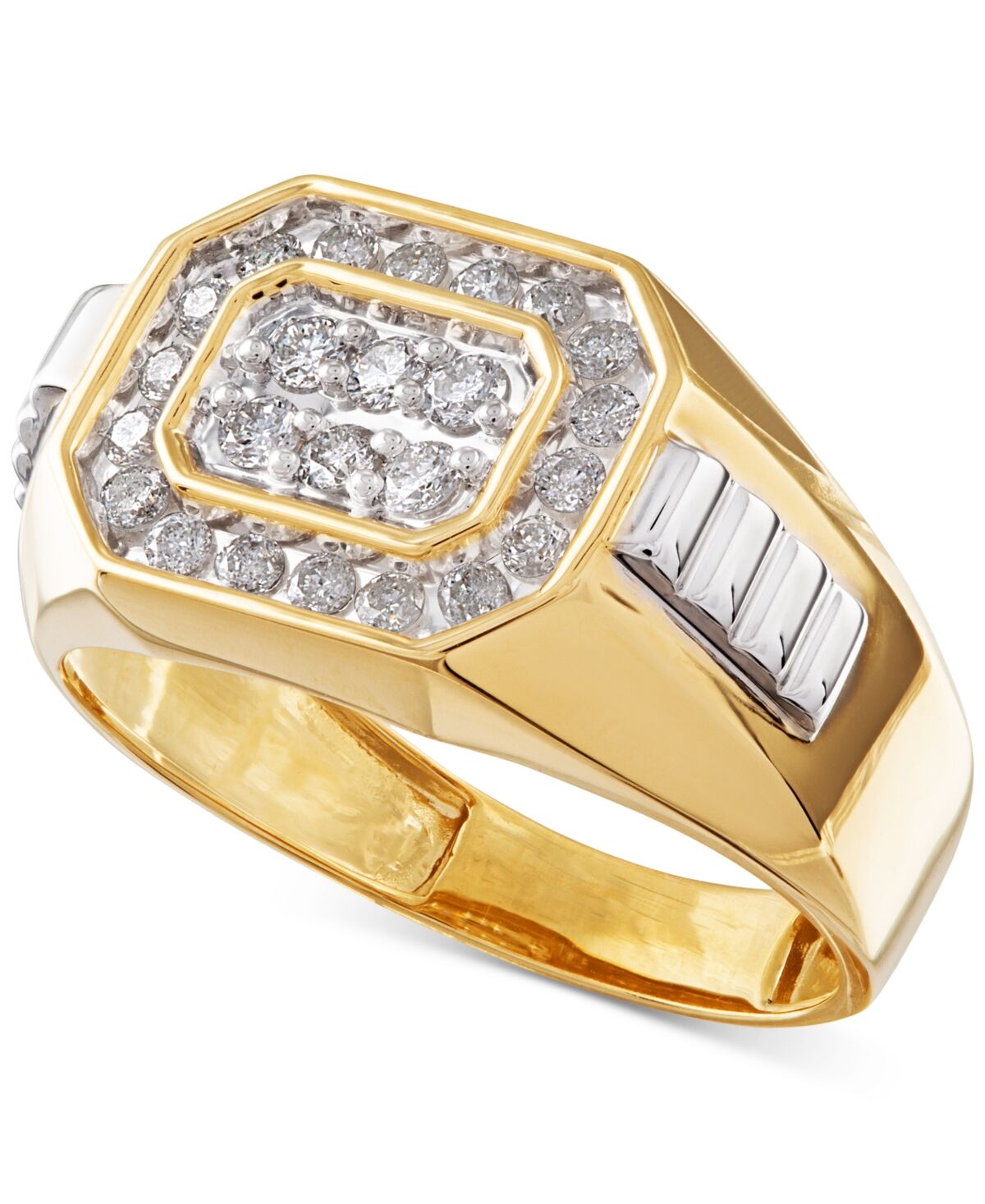 Macy's Men's Diamond Rectangle Ring in 14k Gold (1/2 ct. t.w.) - Gold