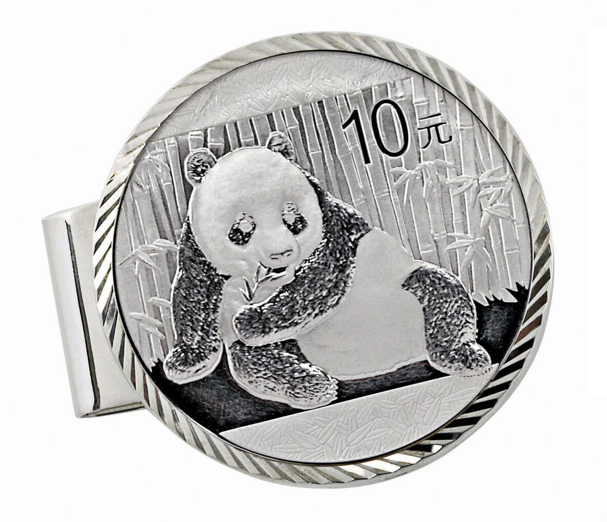 American Coin Treasures Men's American Coin Treasures Sterling Silver Diamond Cut Money Clip with Silver Panda Coin - Silver