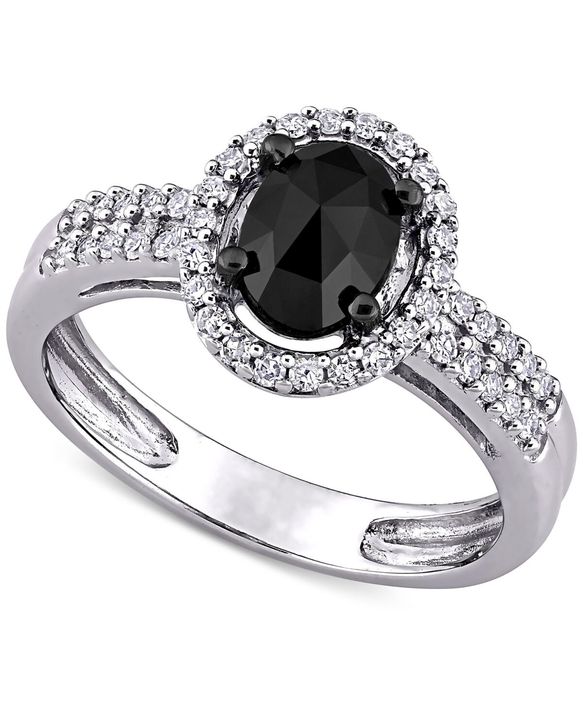 Macy's Diamond Black Oval Halo Management Ring (1 ct. t.w.) in 14k White Gold - White Gold