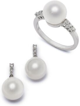 Macy's Cultured Freshwater Pearl Diamond Accent Jewelry Collection In 14k White Gold