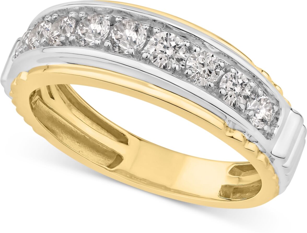 Macy's Men's Diamond Ring (1 ct. t.w.) in Two-Tone 10k Gold & White Gold - Yellow Gold