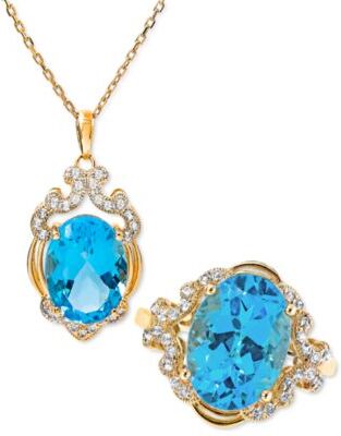 Macy's Blue Topaz White Topaz Jewelry Collection In 14k Gold Plated Sterling Silver