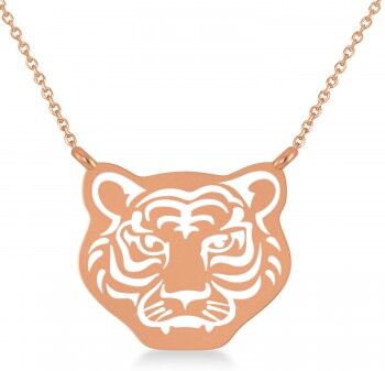 Allurez Tiger's Face Shaped Charm Pendant Necklace 14k Rose Gold