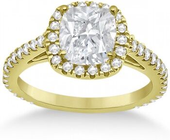 Allurez Cathedral Halo Cushion Diamond Engagement Ring 14K Yellow Gold (0.60ct)